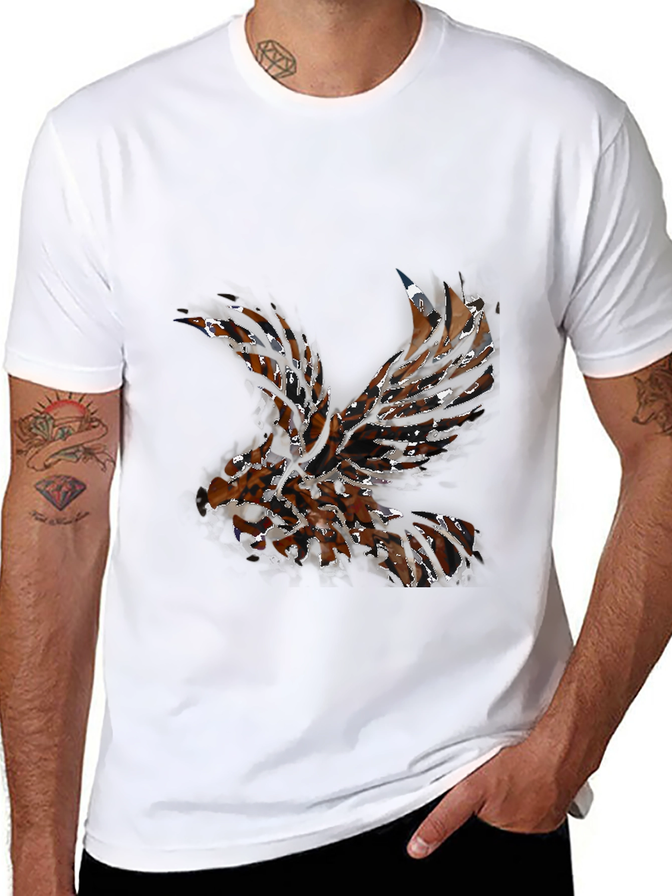 Abstract Eagle Graphic Black T-Shirt