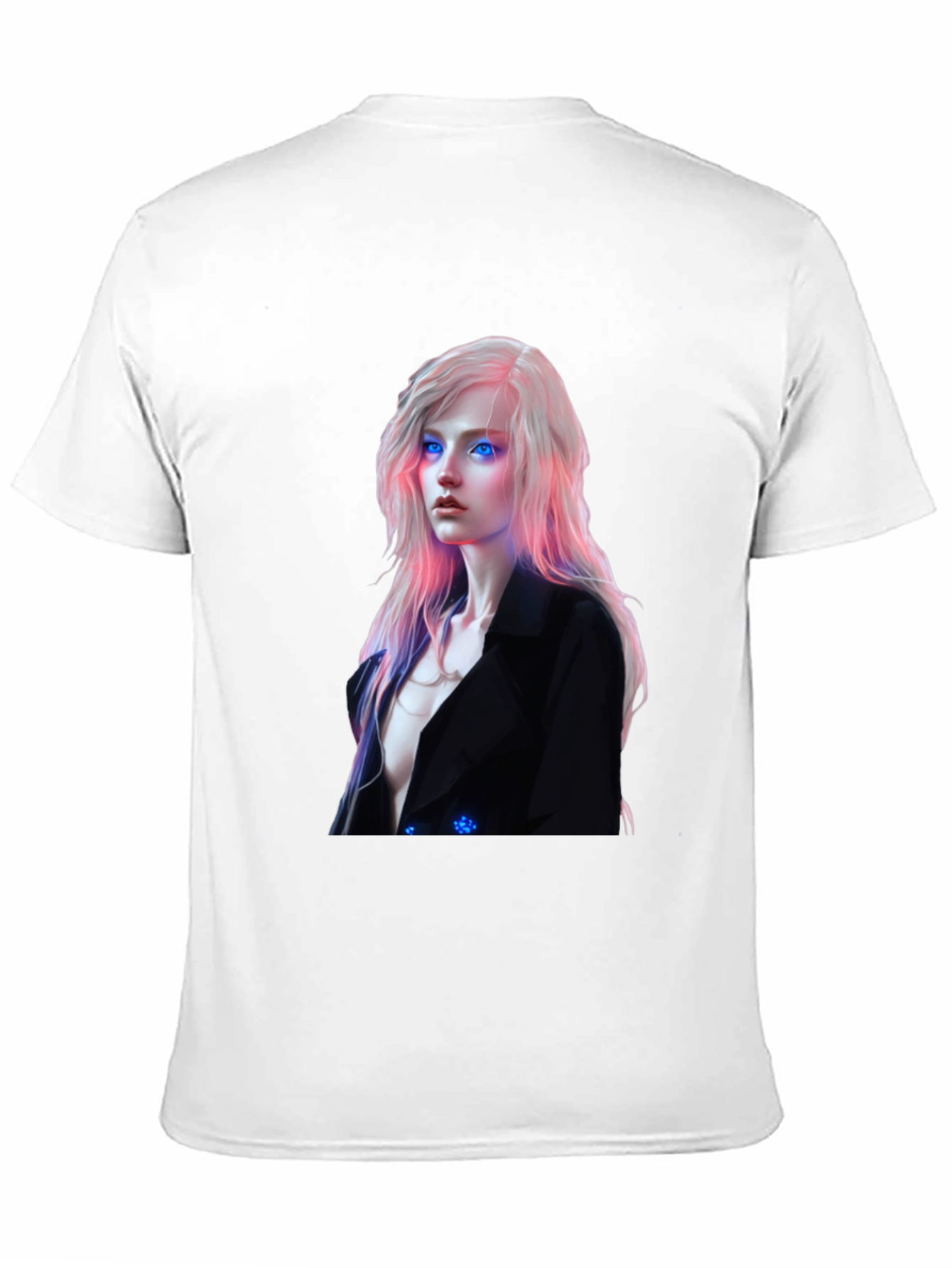 Cyberpunk Woman Graphic Tee - Black Cotton Blend