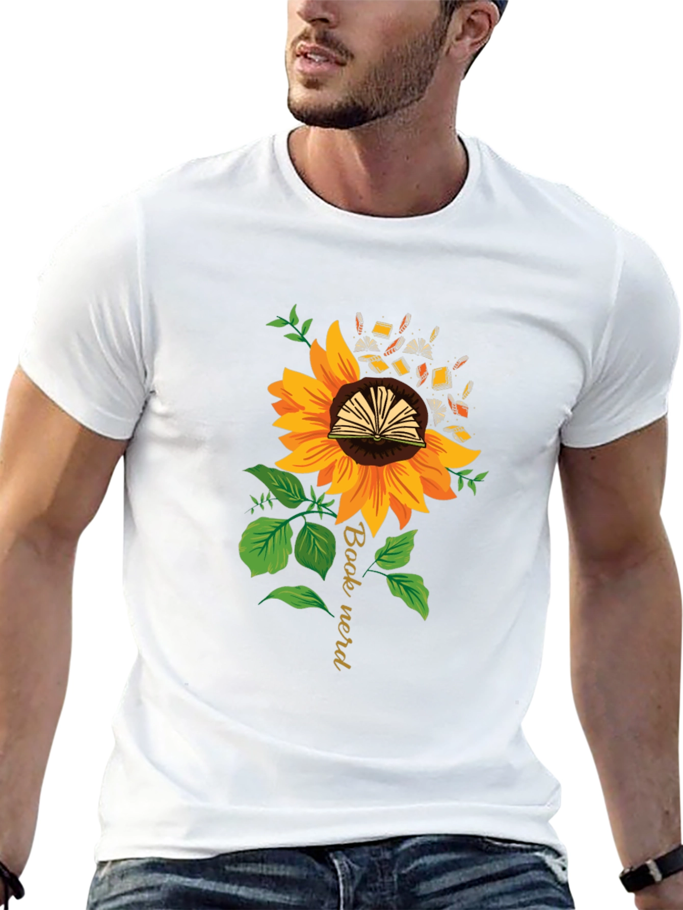 Book Nerd Sunflower Graphic Tee - Black