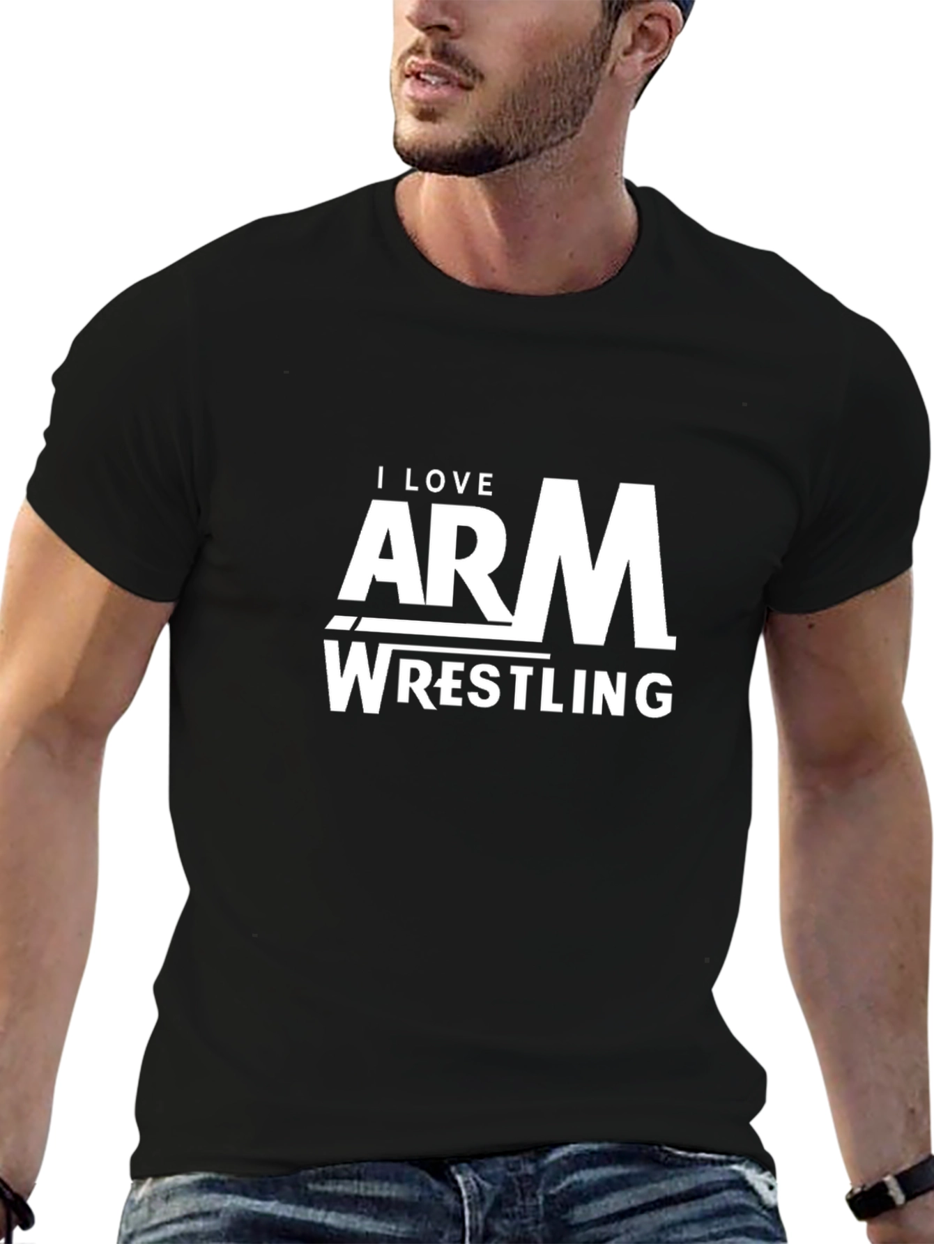 I Love Arm Wrestling Black T-Shirt