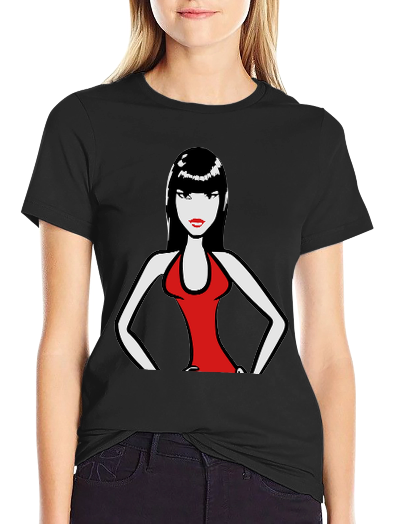 Bold Woman Graphic Tee - Black Cotton T-Shirt