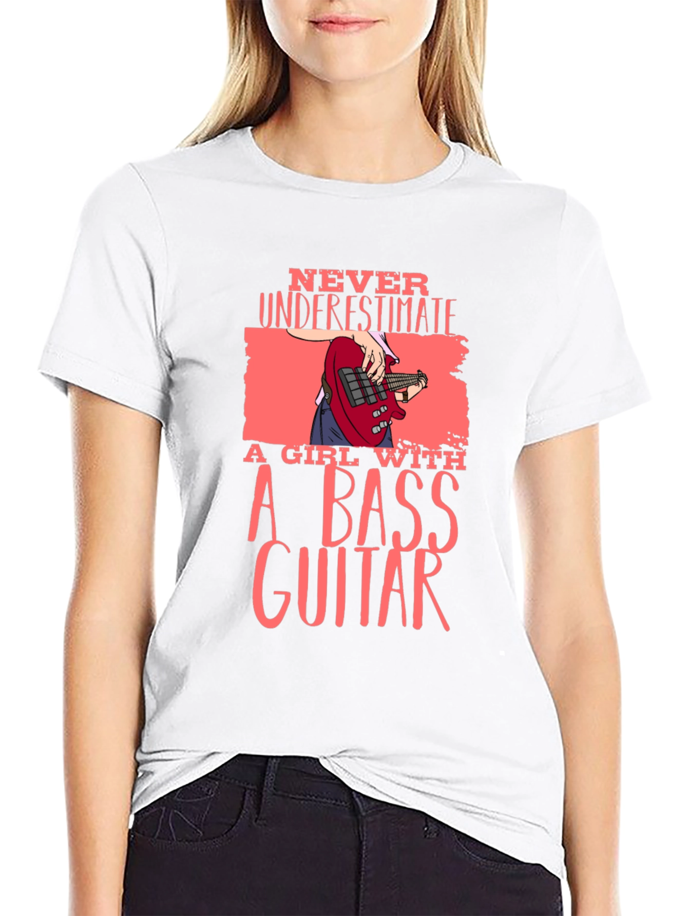 Bass Guitar Girl Graphic T-Shirt