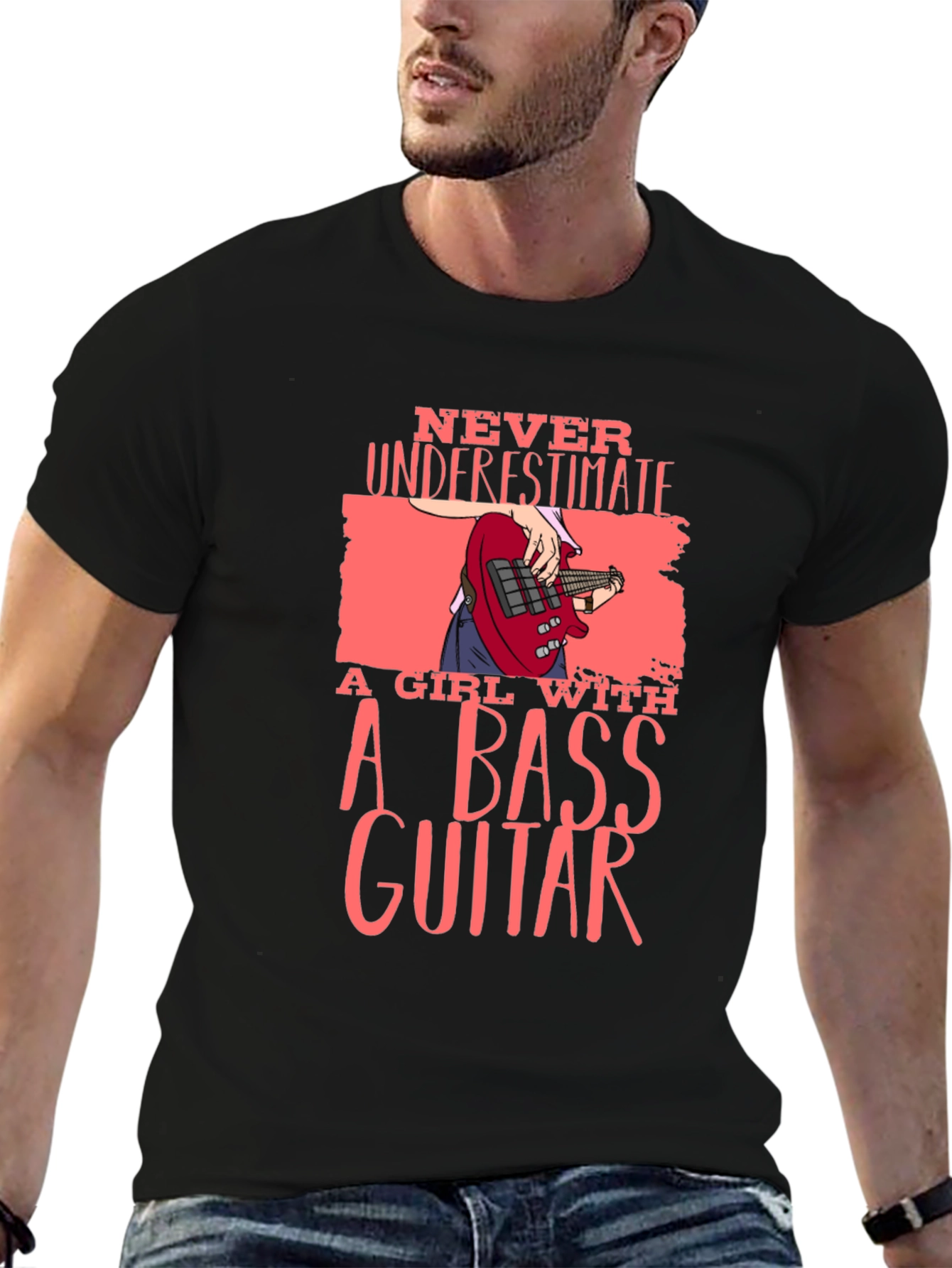 Bass Guitar Girl Graphic T-Shirt