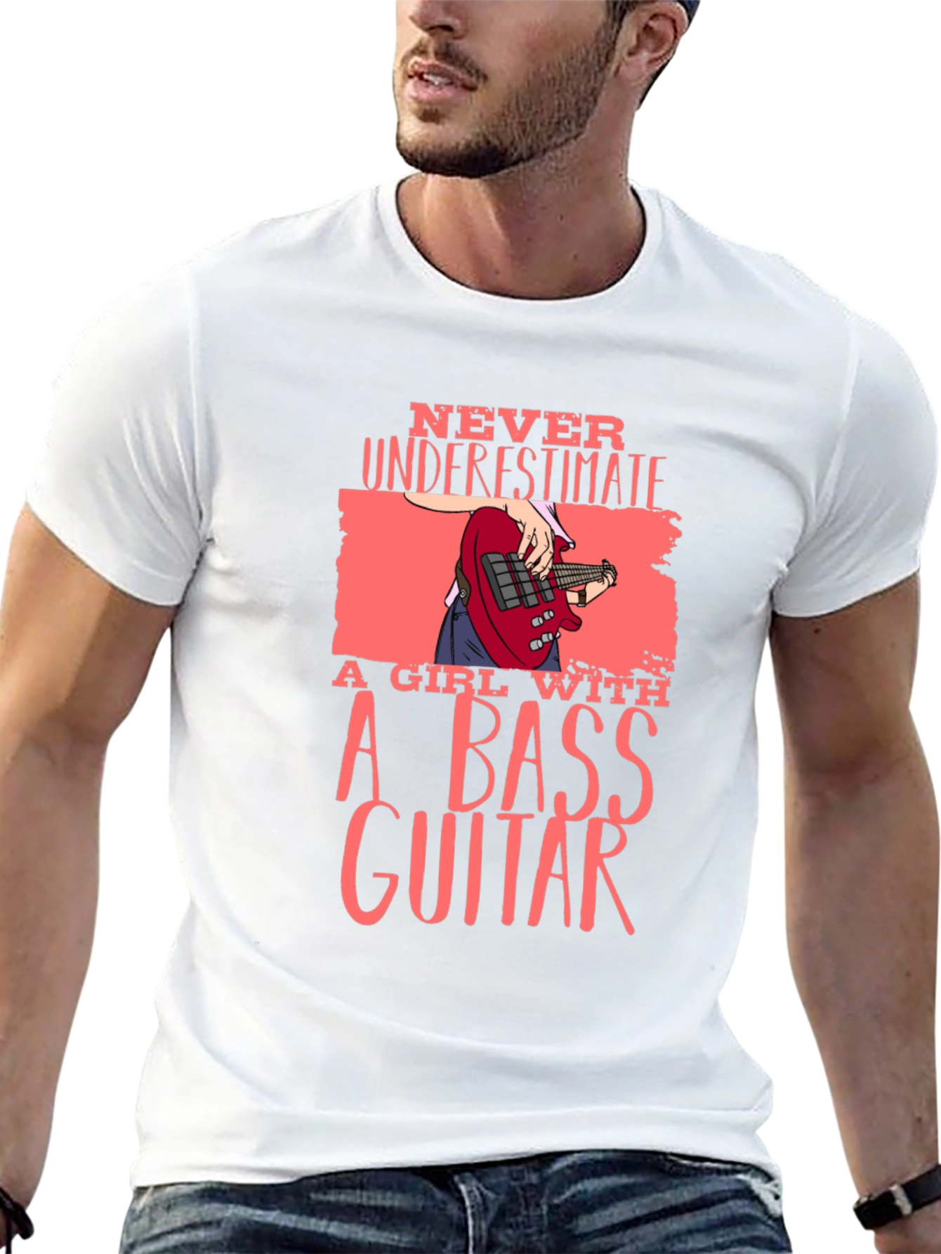 Bass Guitar Girl Graphic T-Shirt
