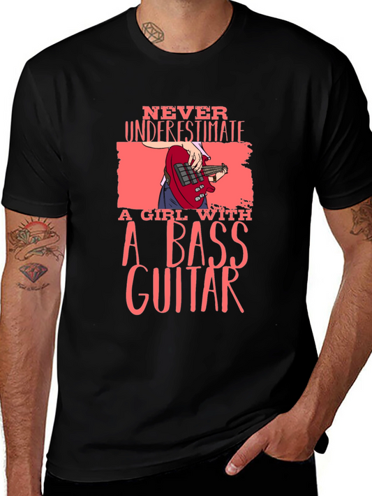 Bass Guitar Girl Graphic T-Shirt