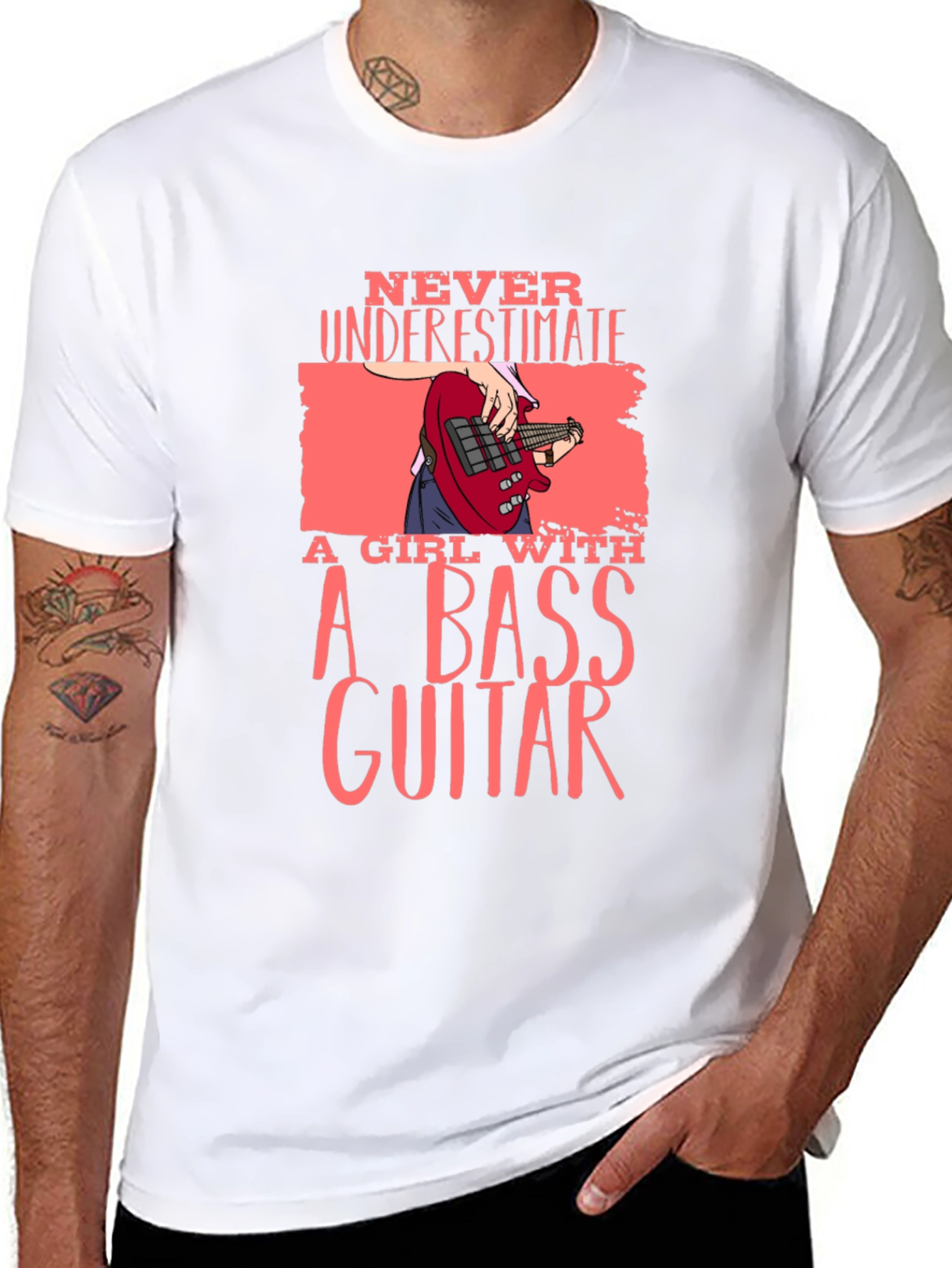 Bass Guitar Girl Graphic T-Shirt