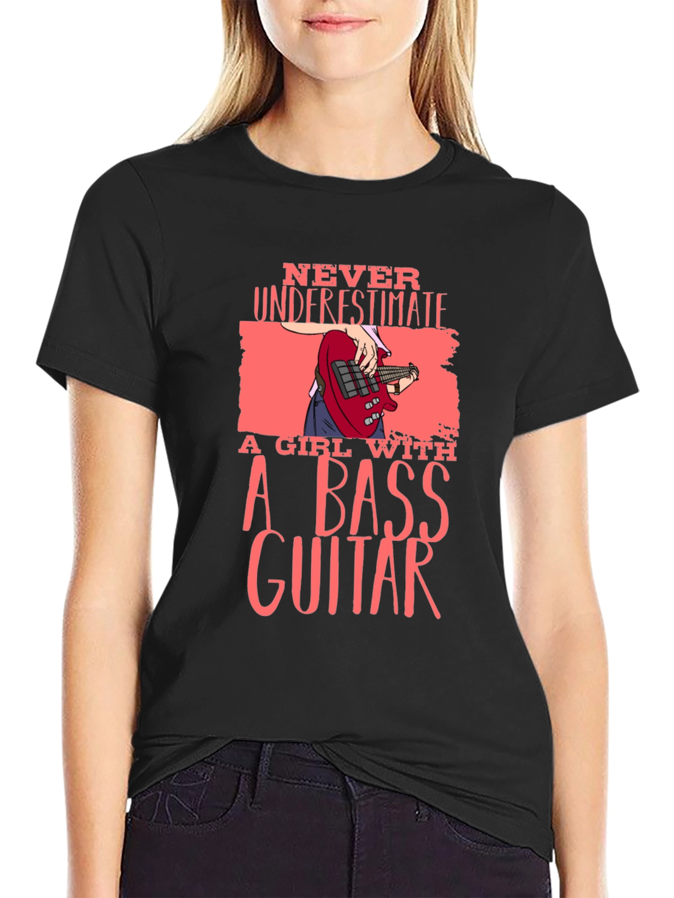 Bass Guitar Girl Graphic T-Shirt