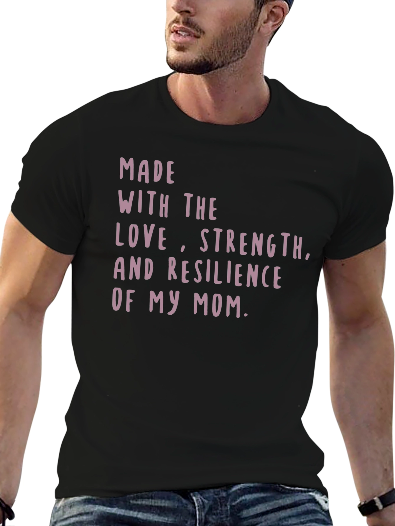 Moms Love Strength Resilience Graphic Tee - Black