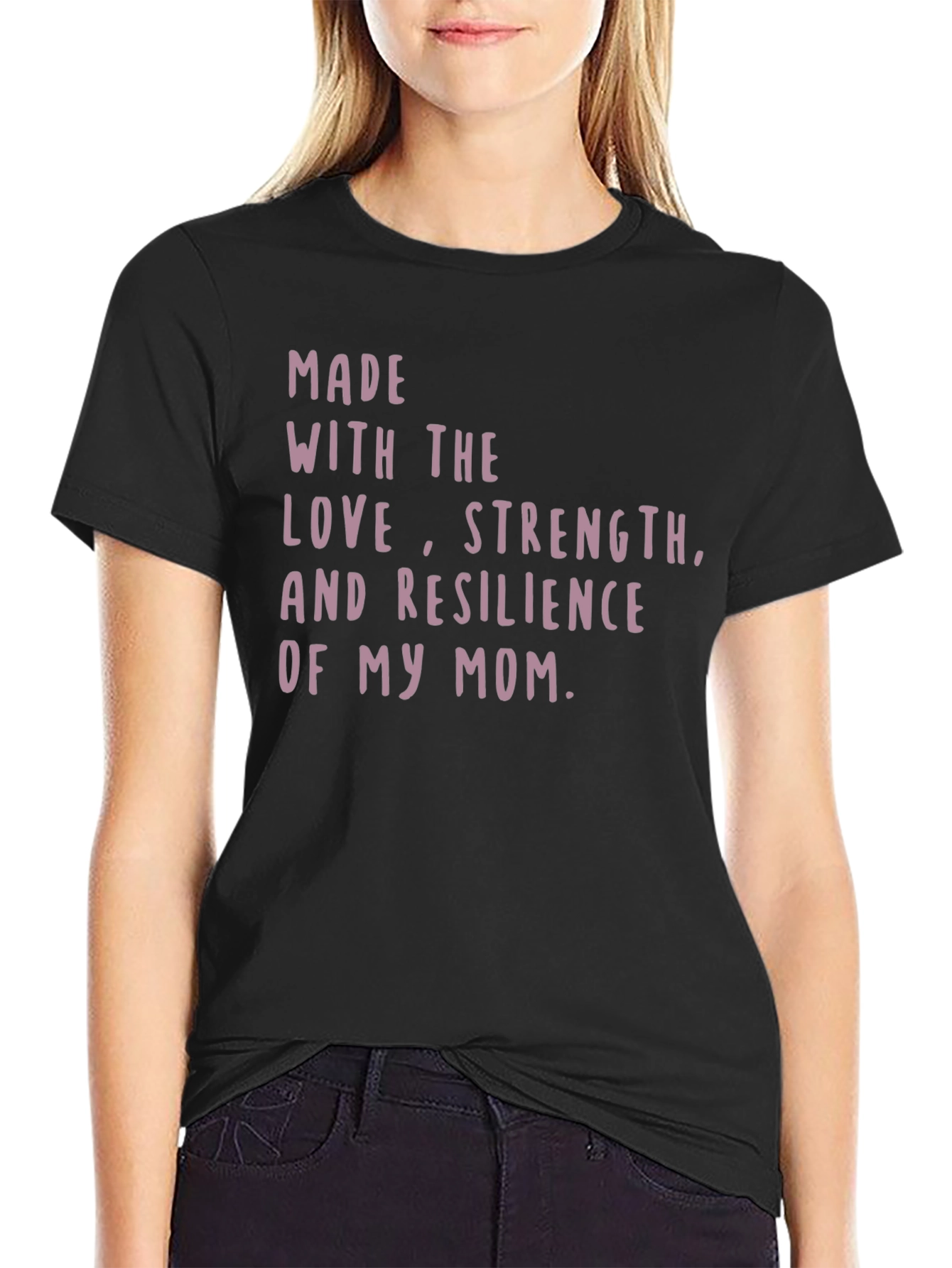 Moms Love Strength Resilience Graphic Tee - Black