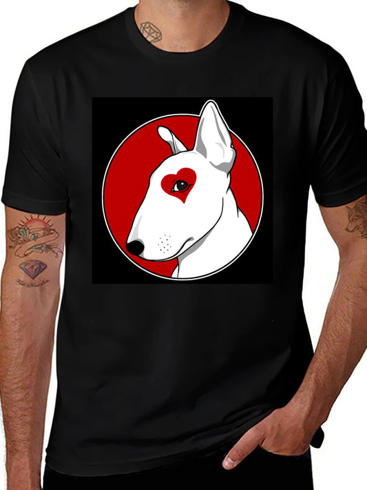 Heart Eye Bull Terrier Graphic Tee - Black Cotton Blend