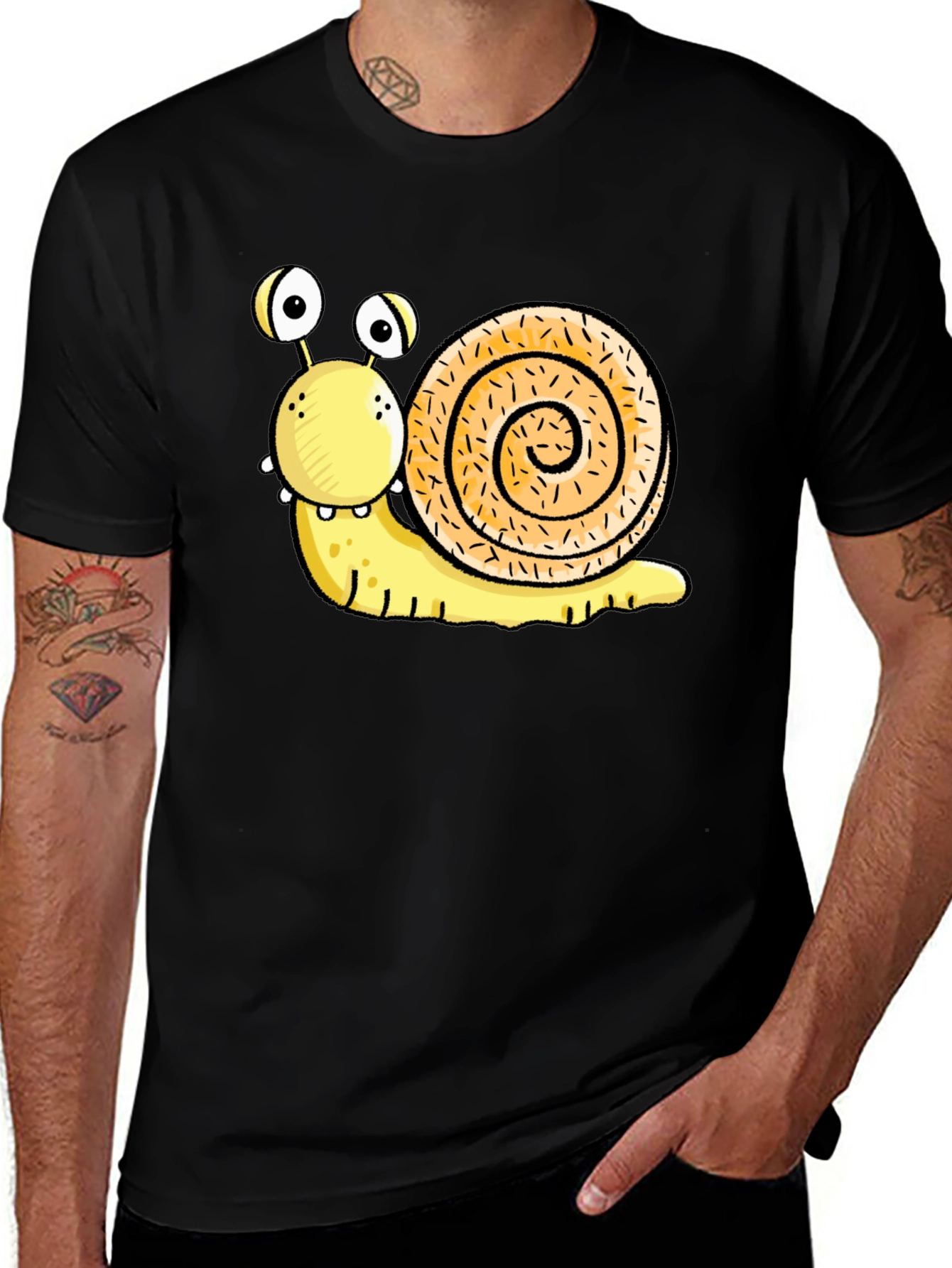 Funny Snail Graphic Black T-Shirt