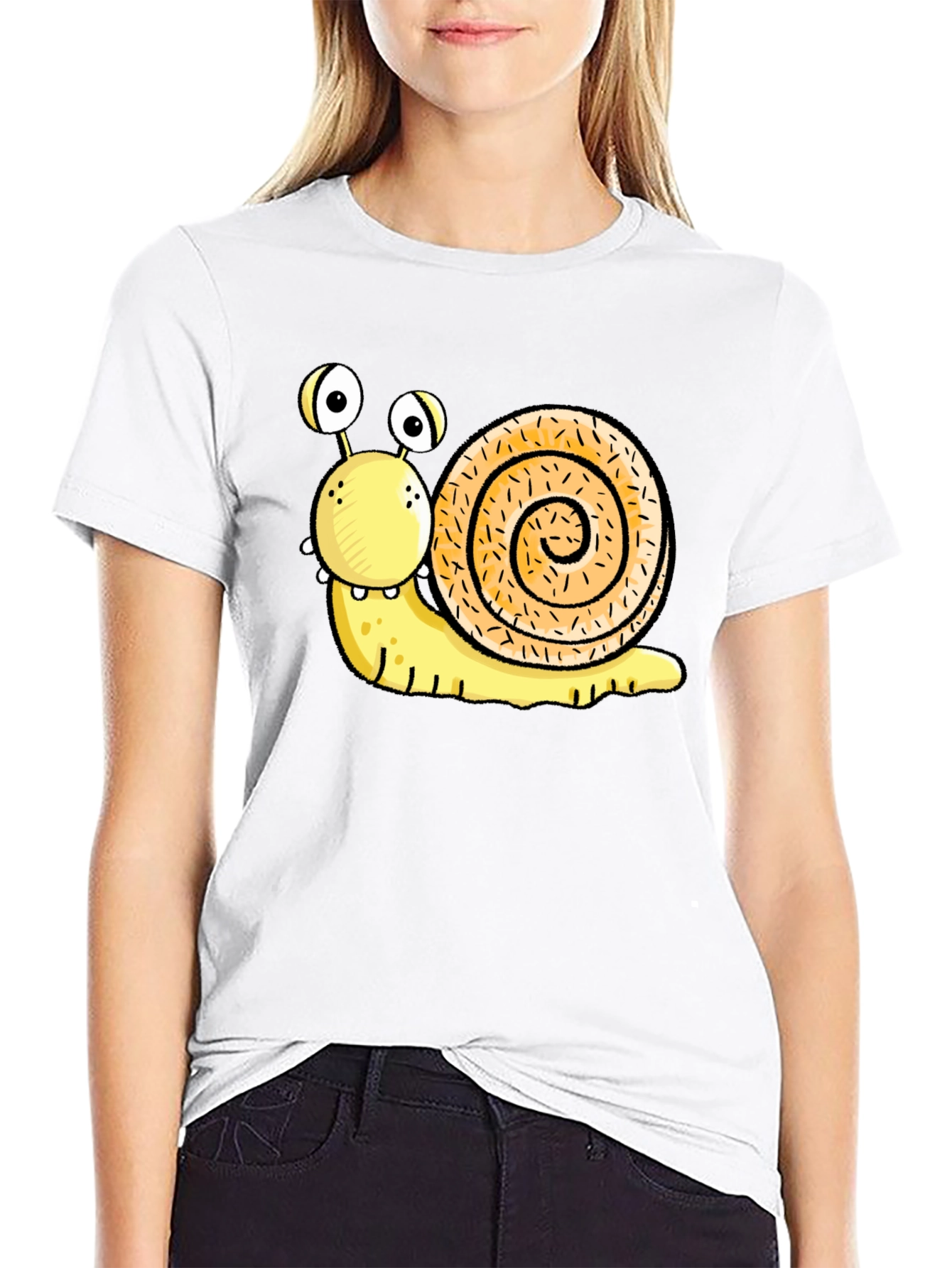 Funny Snail Graphic Black T-Shirt