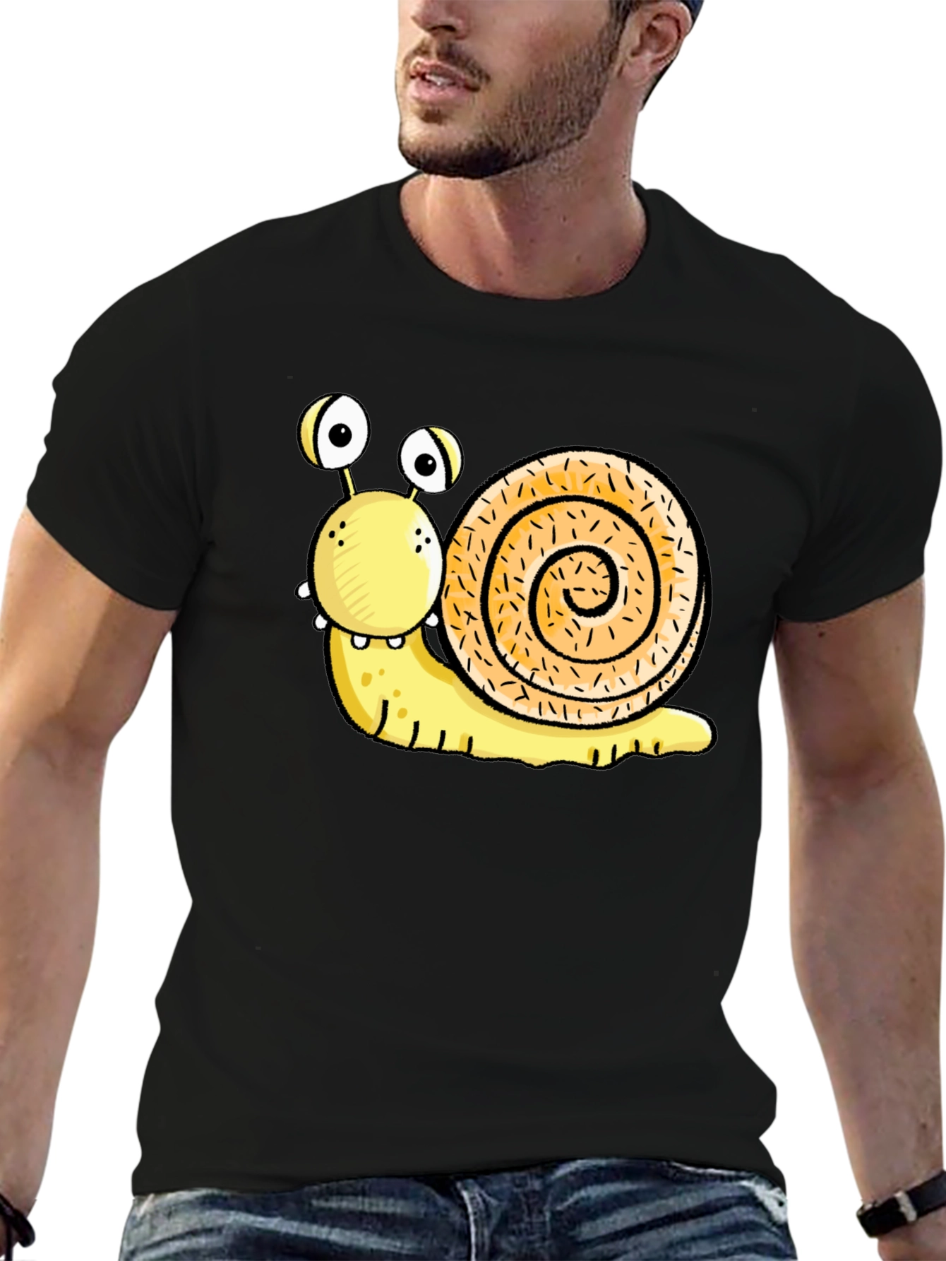 Funny Snail Graphic Black T-Shirt