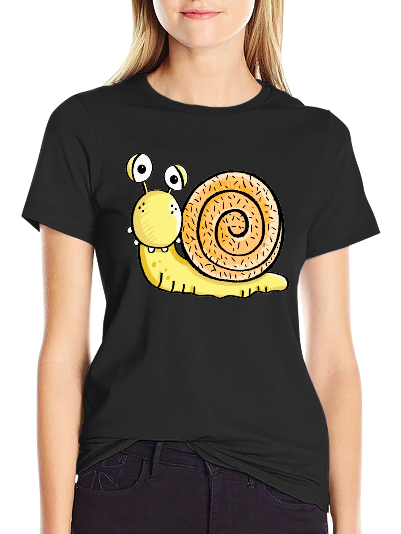Funny Snail Graphic Black T-Shirt