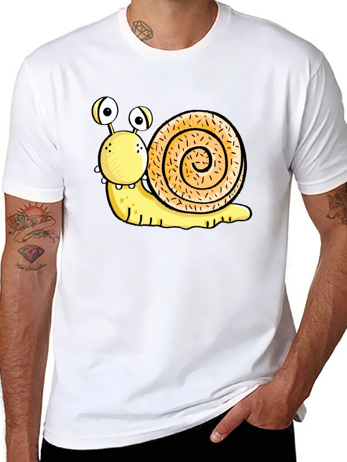 Funny Snail Graphic Black T-Shirt