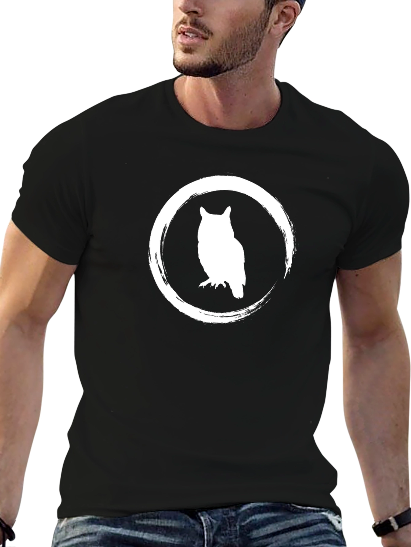 Owl Graphic Black Tee Shirt