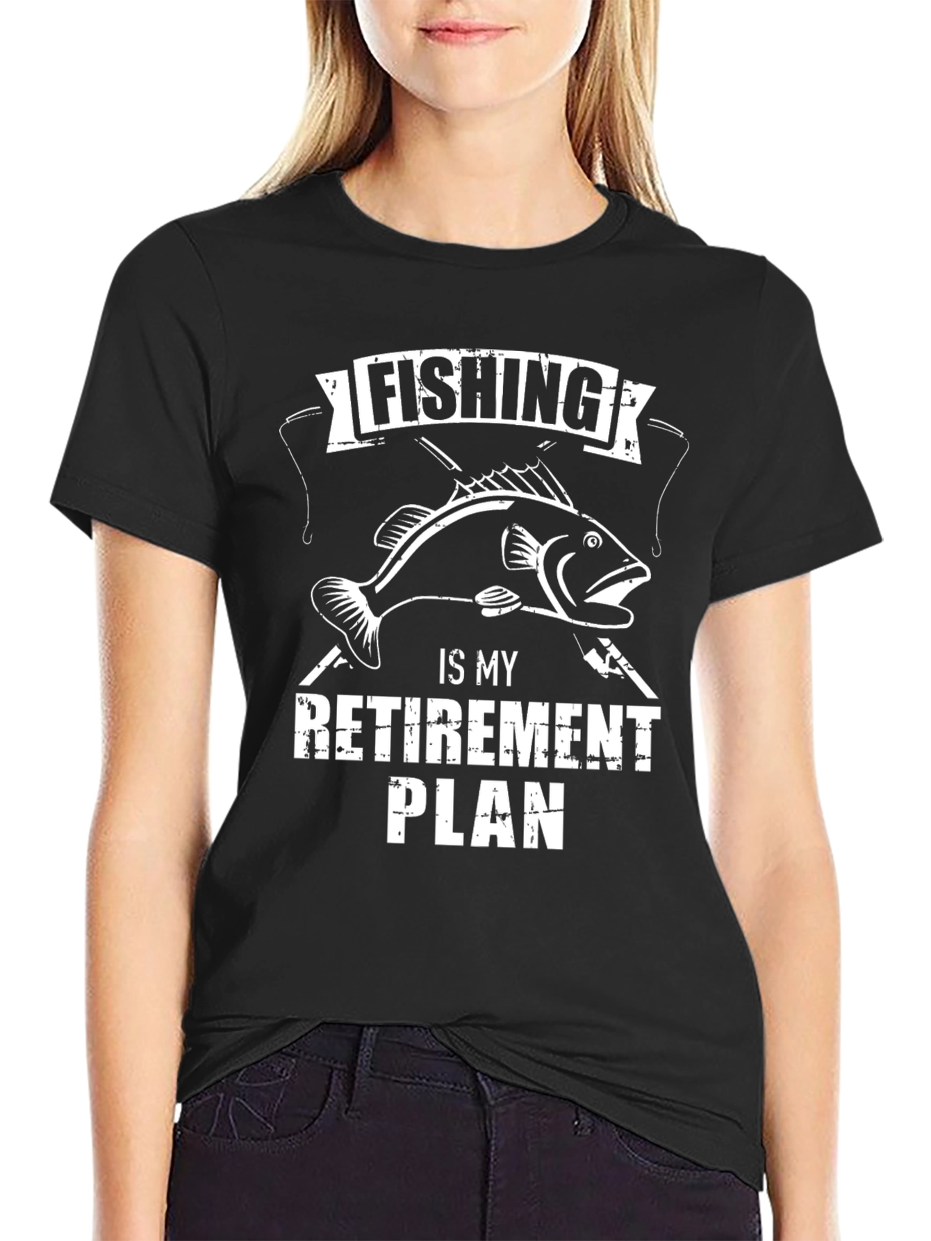 Fishing Is My Retirement Plan Black T-Shirt