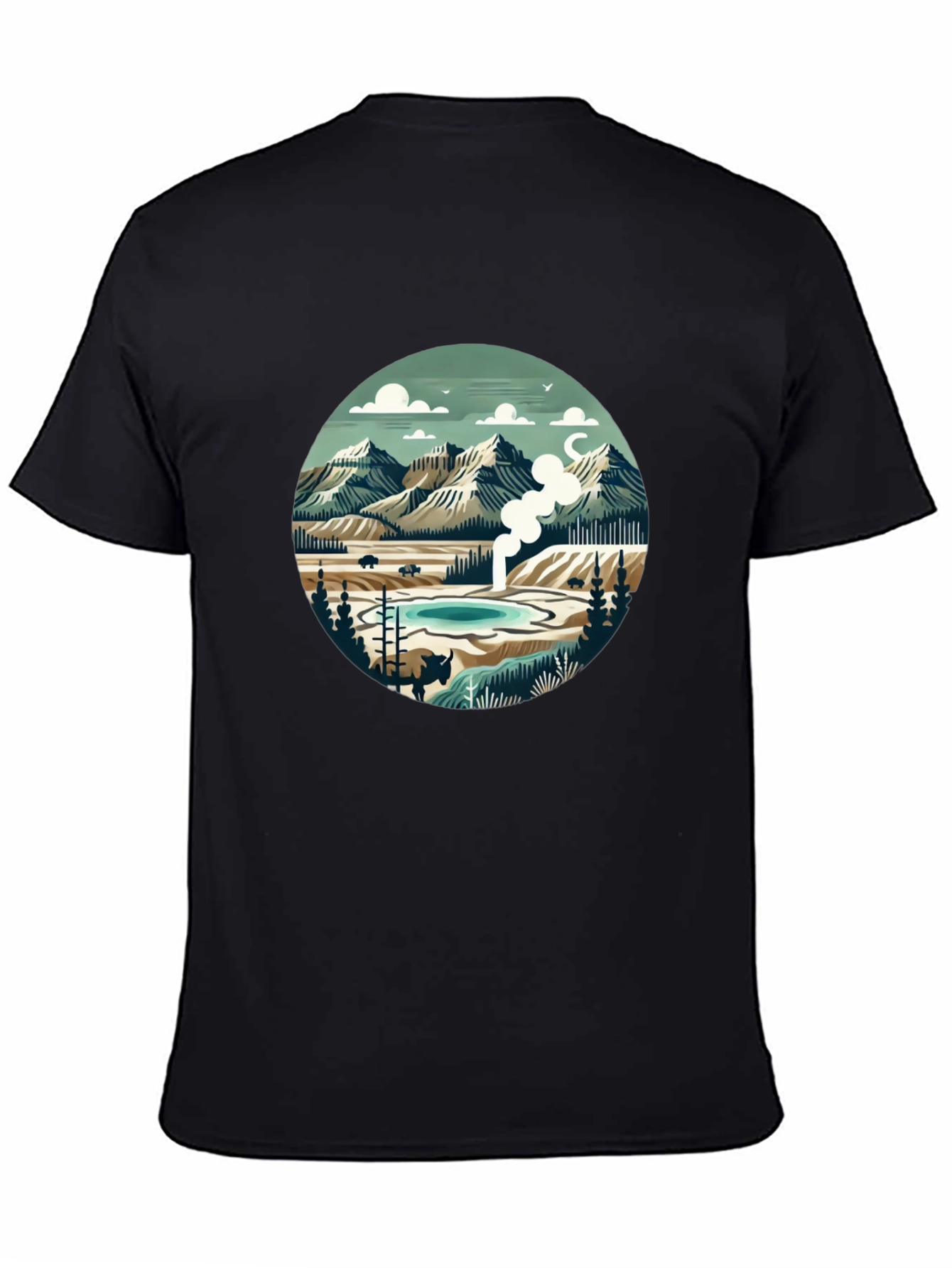 Mountain Landscape Graphic Tee - Black