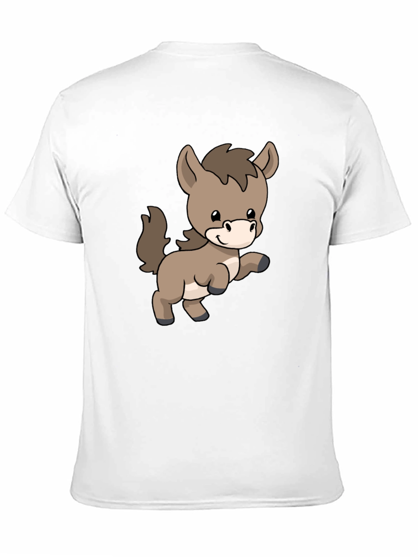 Cute Donkey Cartoon Black T-Shirt