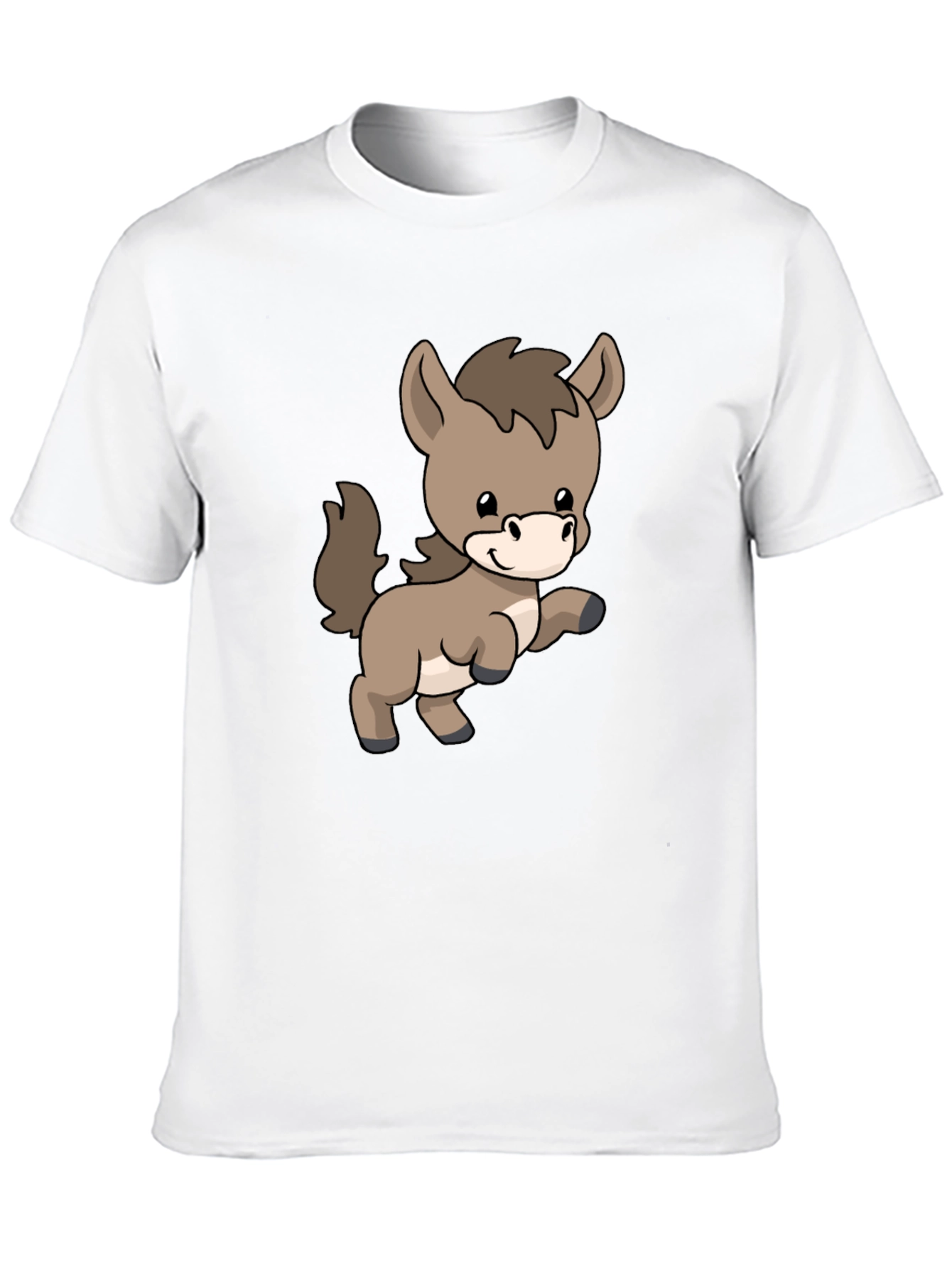 Cute Donkey Cartoon Black T-Shirt