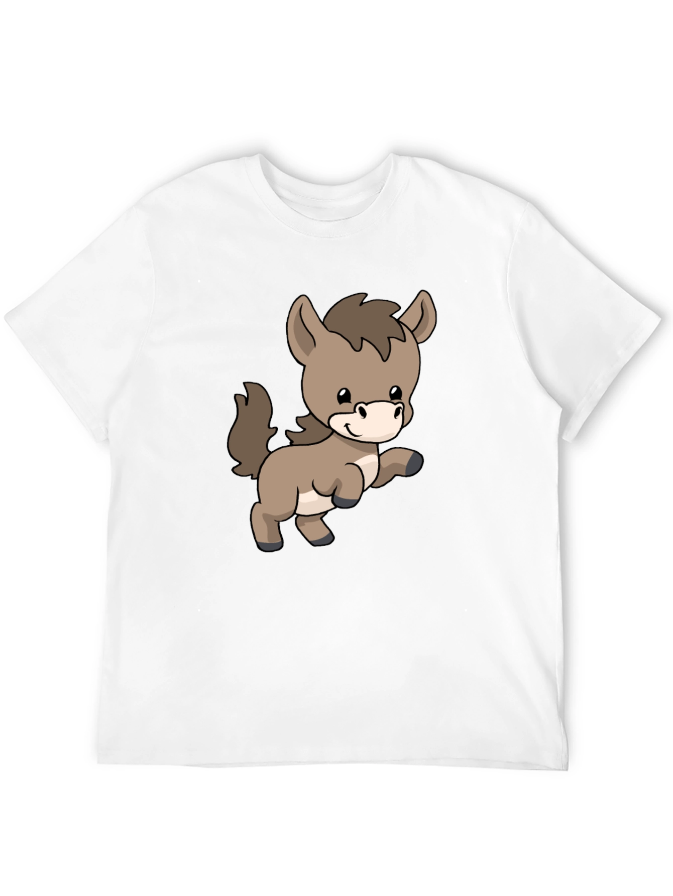Cute Donkey Cartoon Black T-Shirt