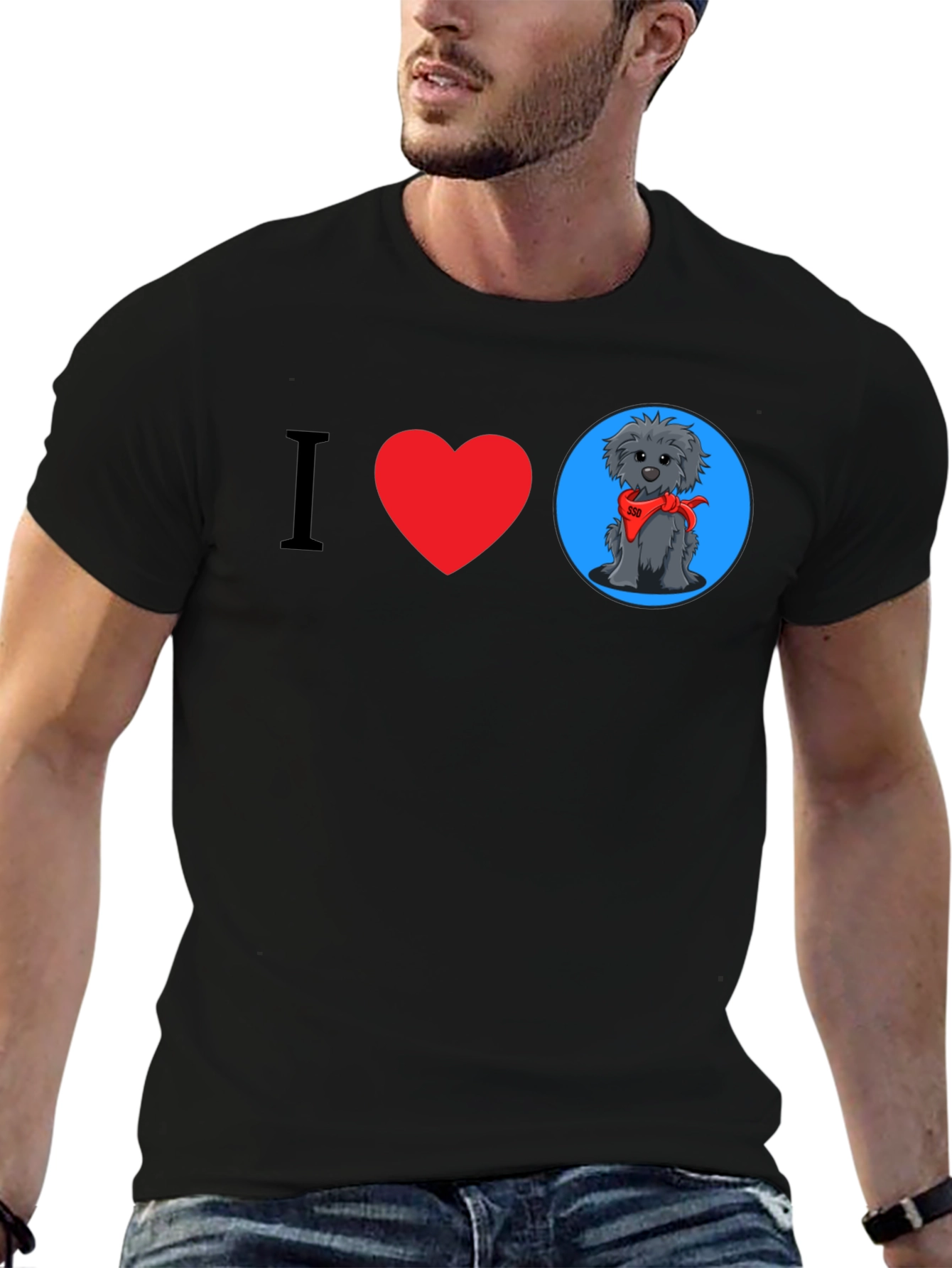 I Heart Dogs Graphic Tee - Black Cotton T-Shirt