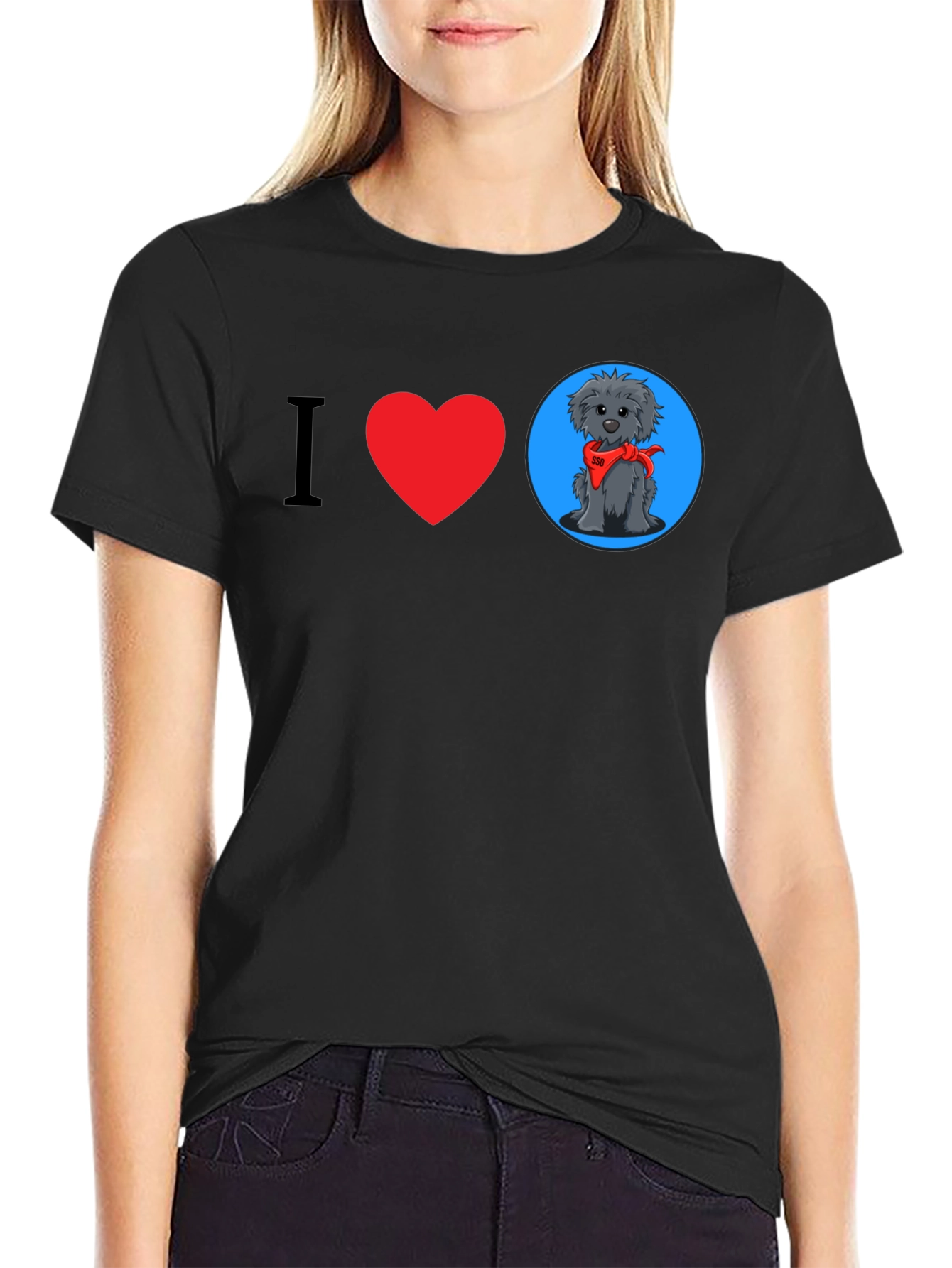 I Heart Dogs Graphic Tee - Black Cotton T-Shirt