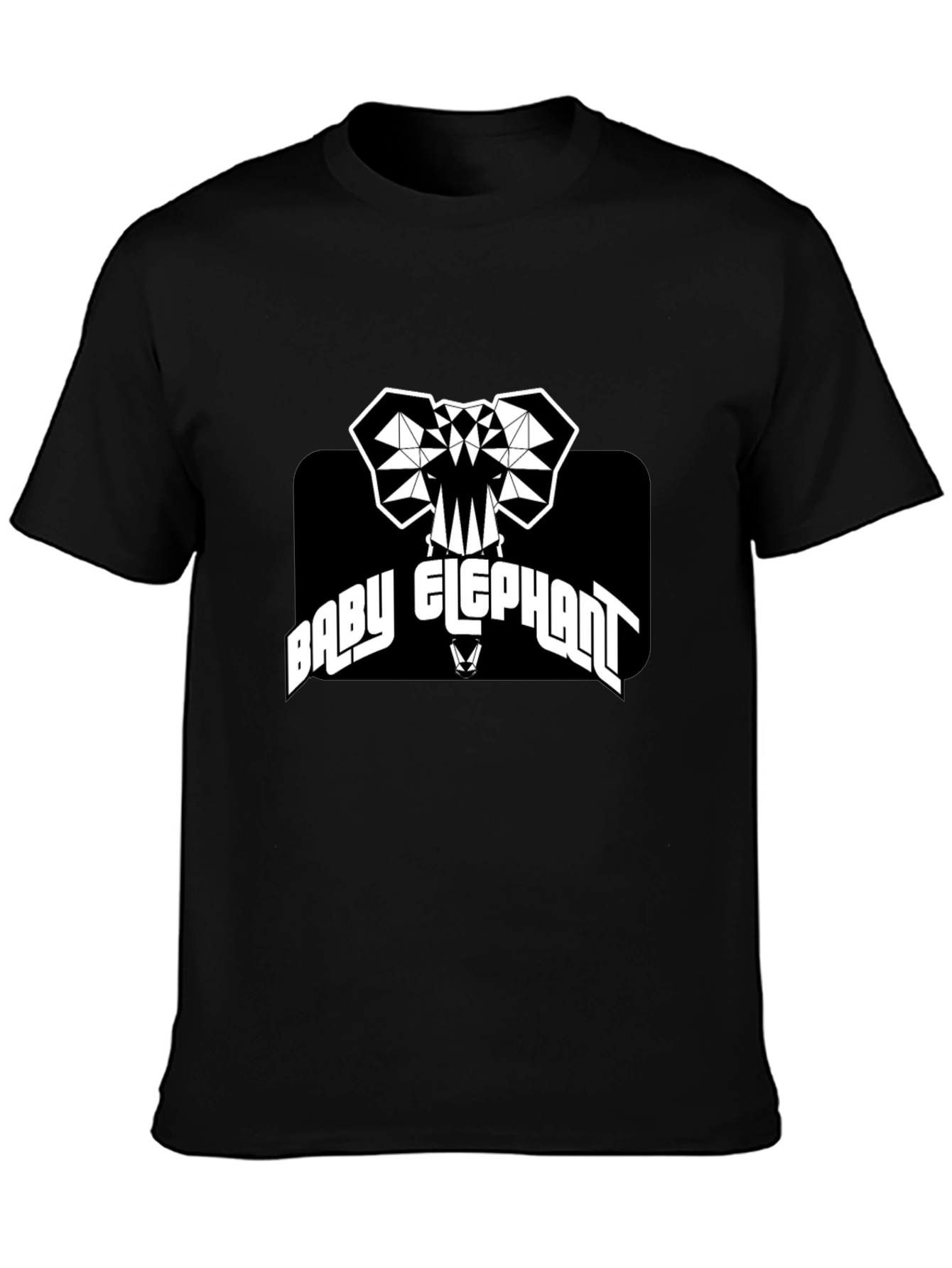 Baby Elephant Graphic Tee - Black Cotton T-Shirt