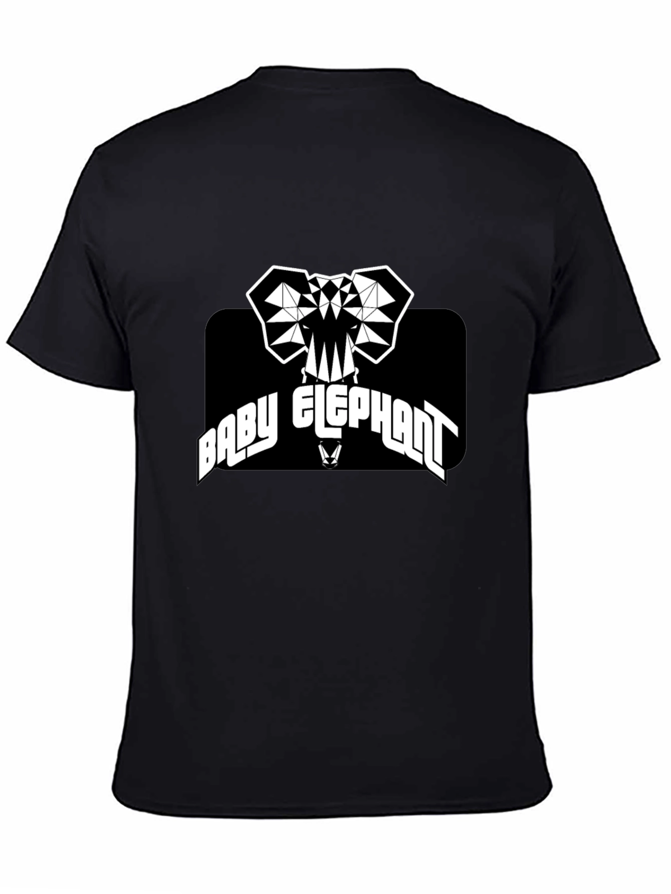 Baby Elephant Graphic Tee - Black Cotton T-Shirt
