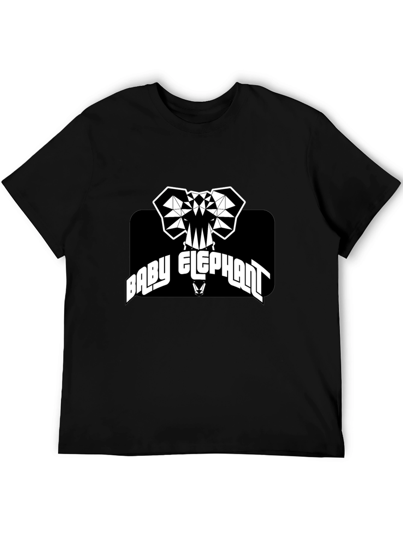 Baby Elephant Graphic Tee - Black Cotton T-Shirt