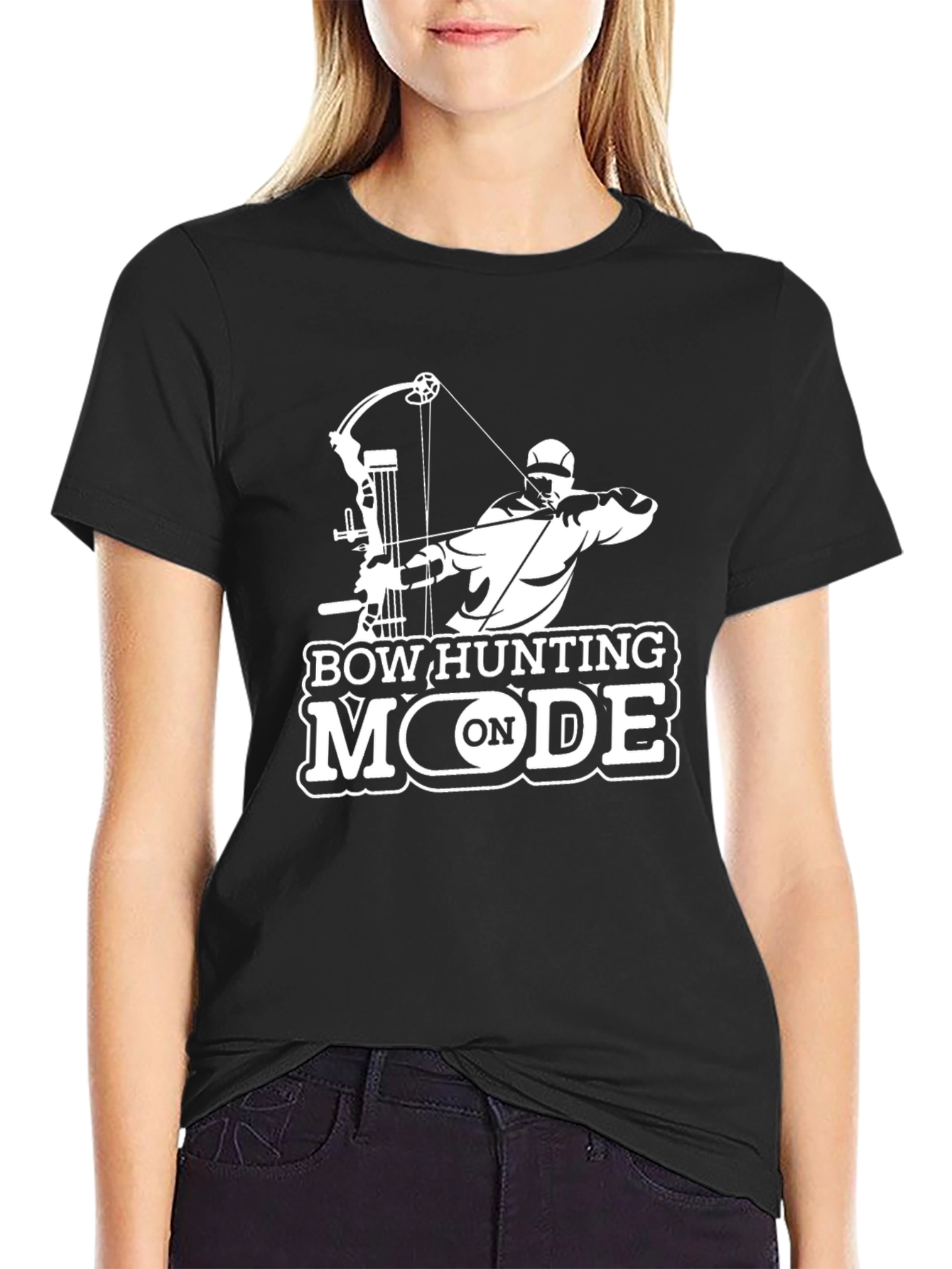 Bow Hunting Mode On Black T-Shirt