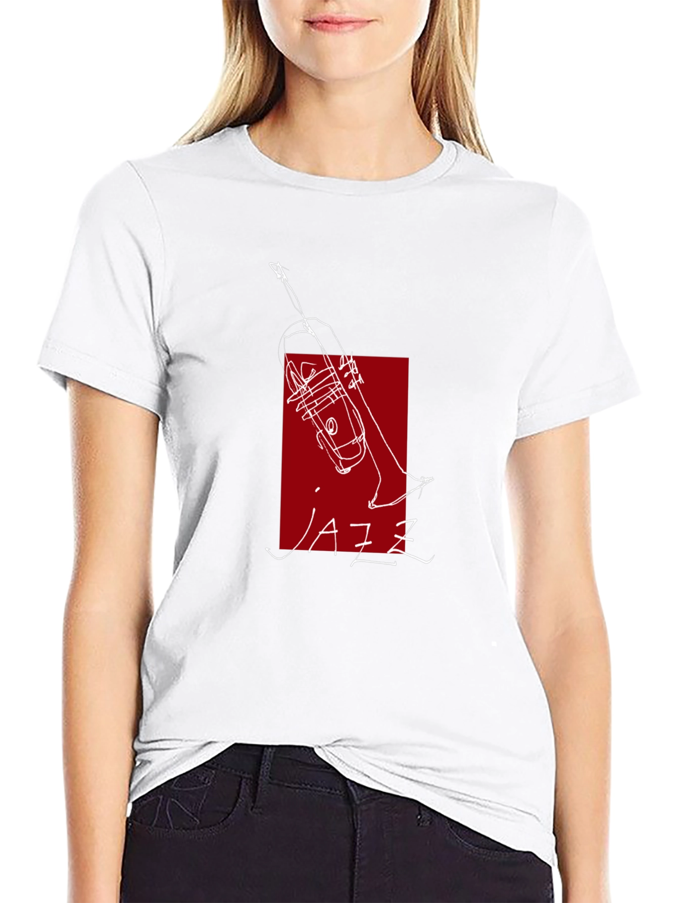 Jazz Music T-Shirt with Trumpet Design - Black