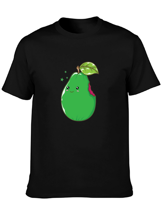 Cute Pear Graphic Tee - Black Cotton T-Shirt