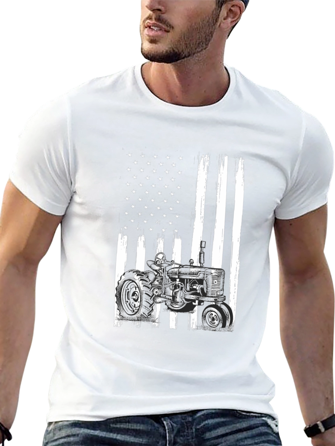 American Flag Tractor Graphic Tee