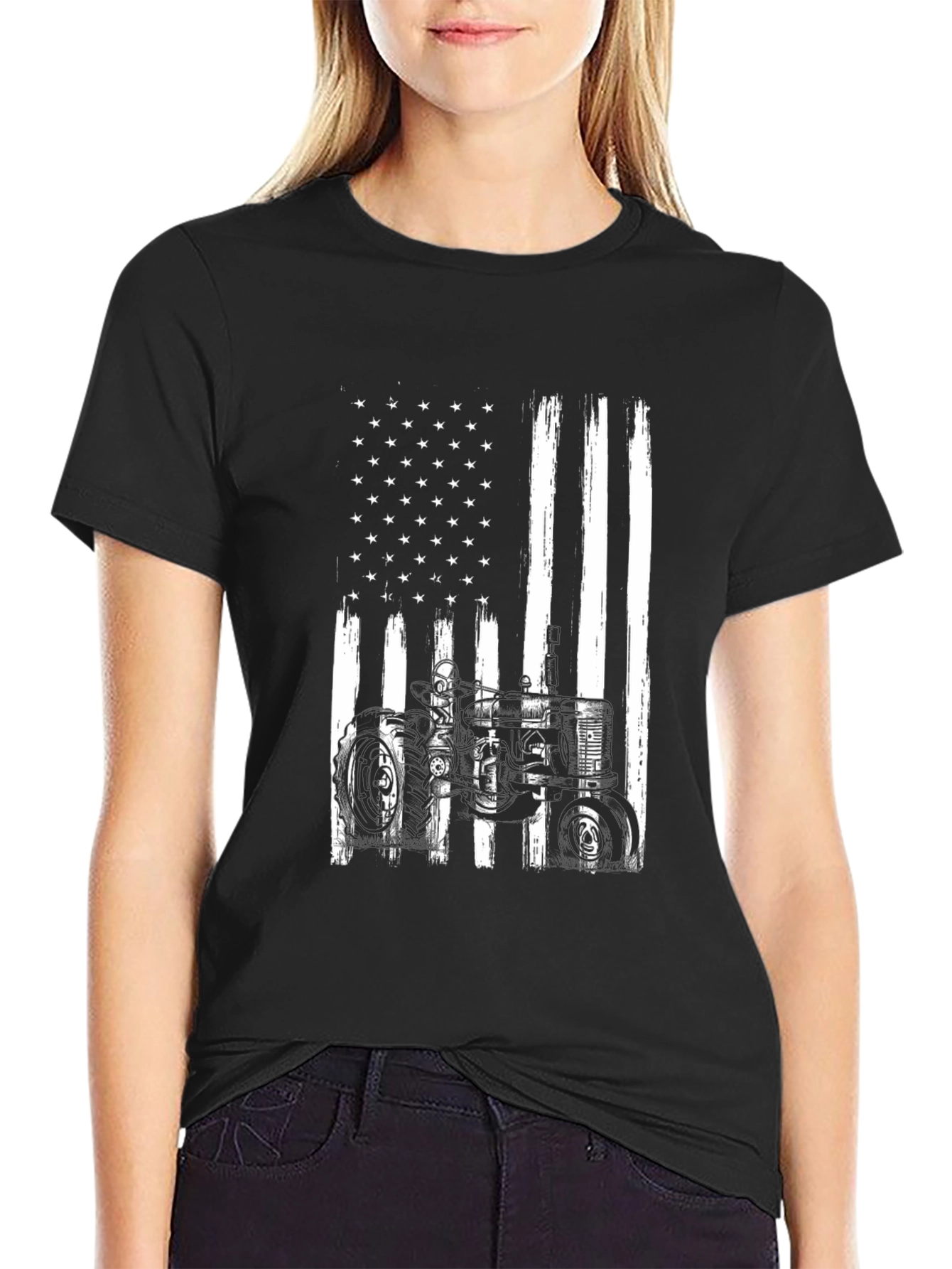 American Flag Tractor Graphic Tee