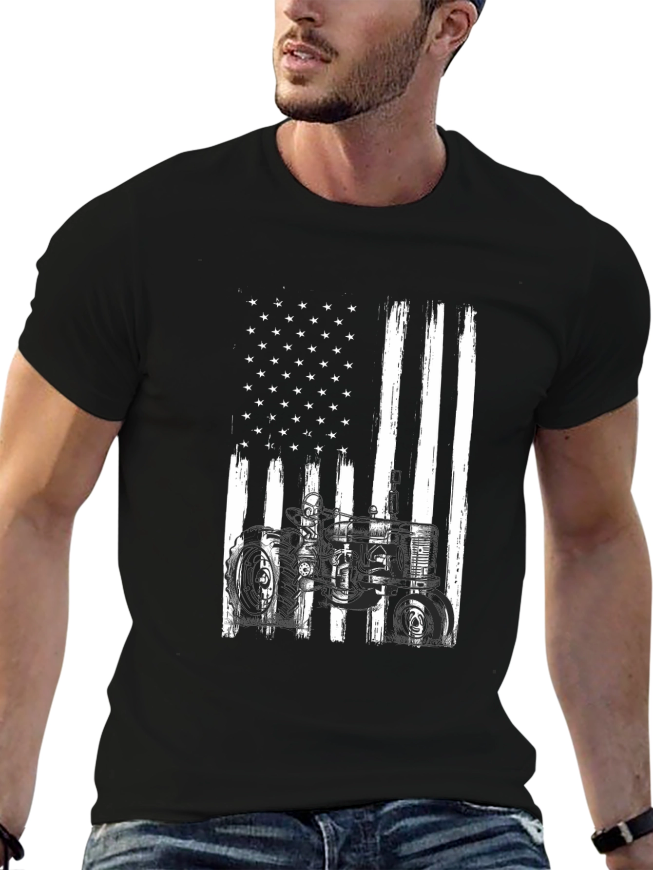 American Flag Tractor Graphic Tee