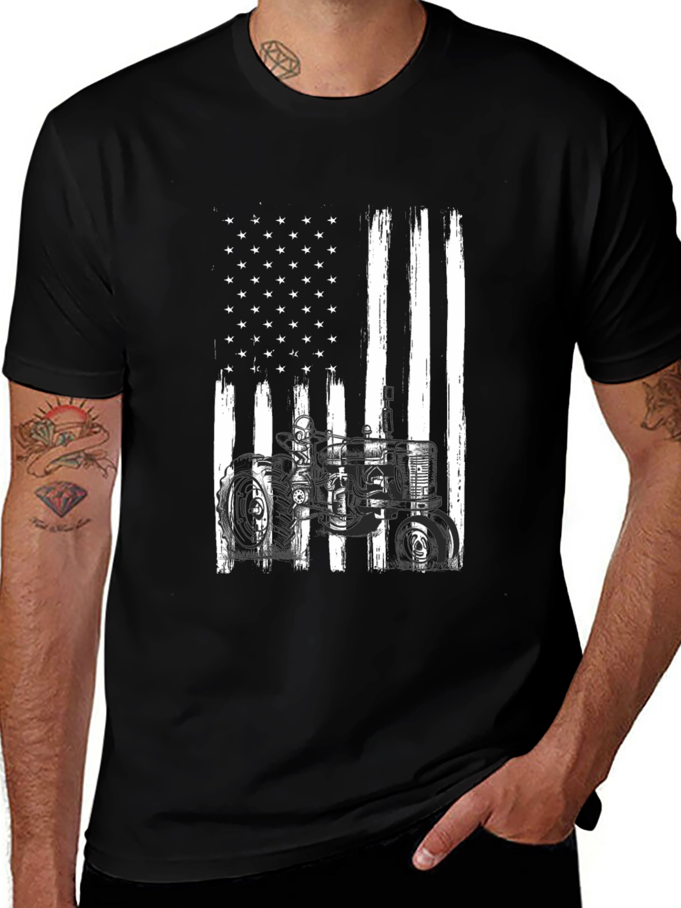 American Flag Tractor Graphic Tee