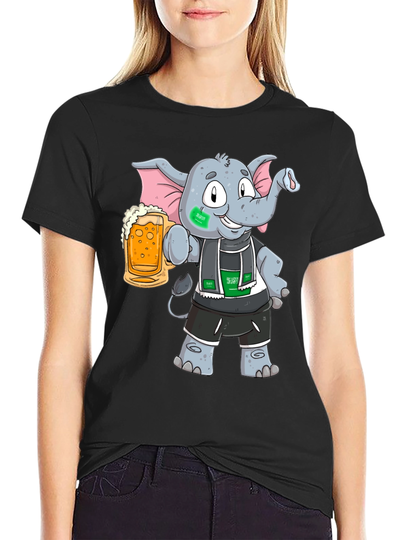 Elephant Saudi Arabia Flag Beer T-Shirt