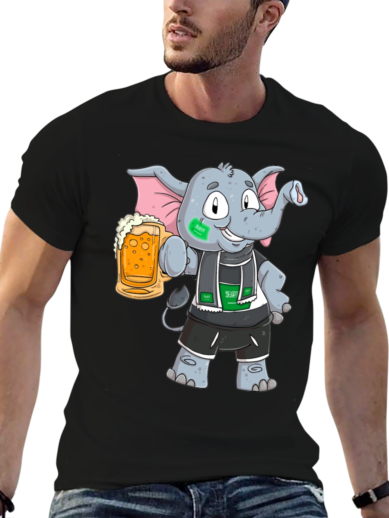 Elephant Saudi Arabia Flag Beer T-Shirt