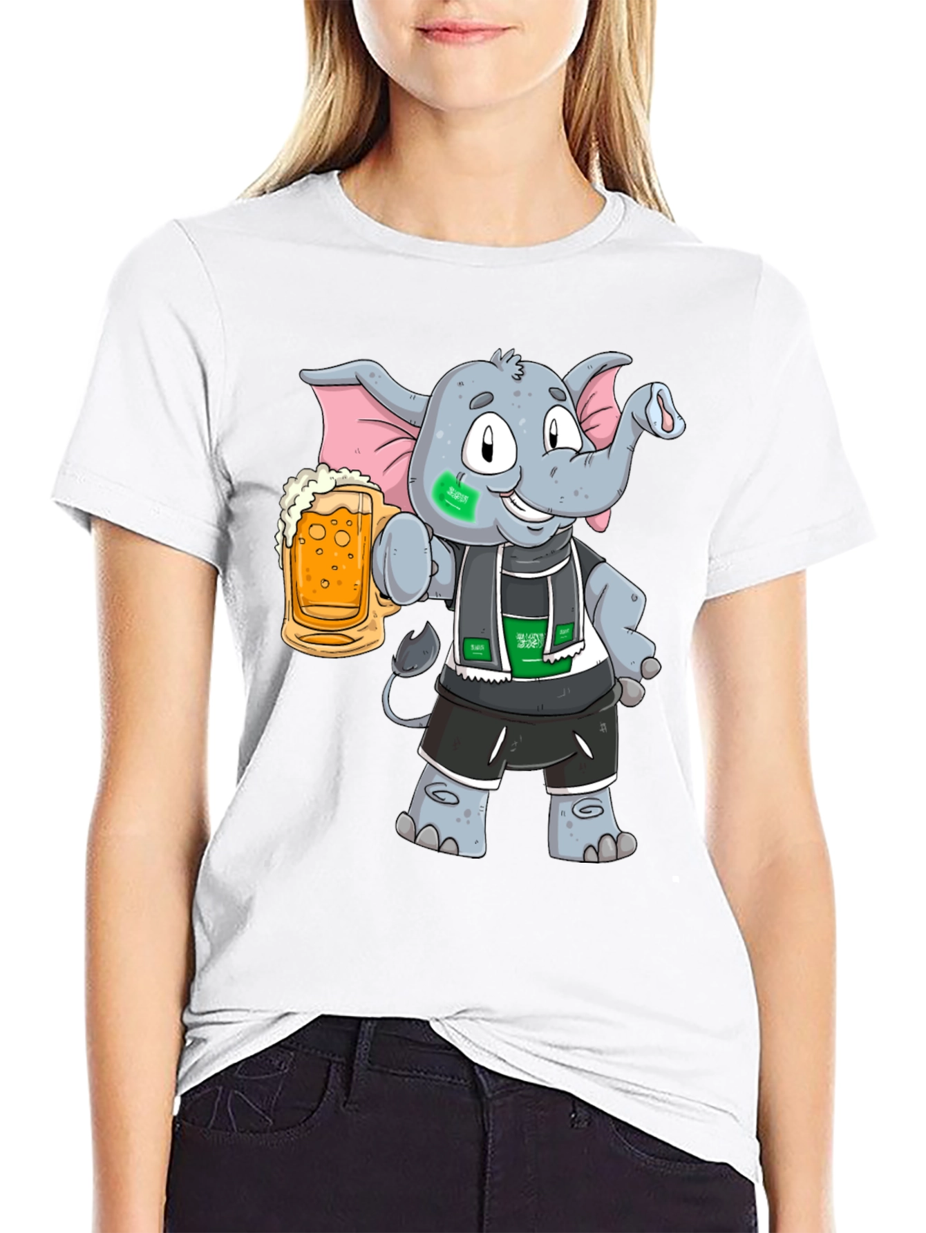 Elephant Saudi Arabia Flag Beer T-Shirt