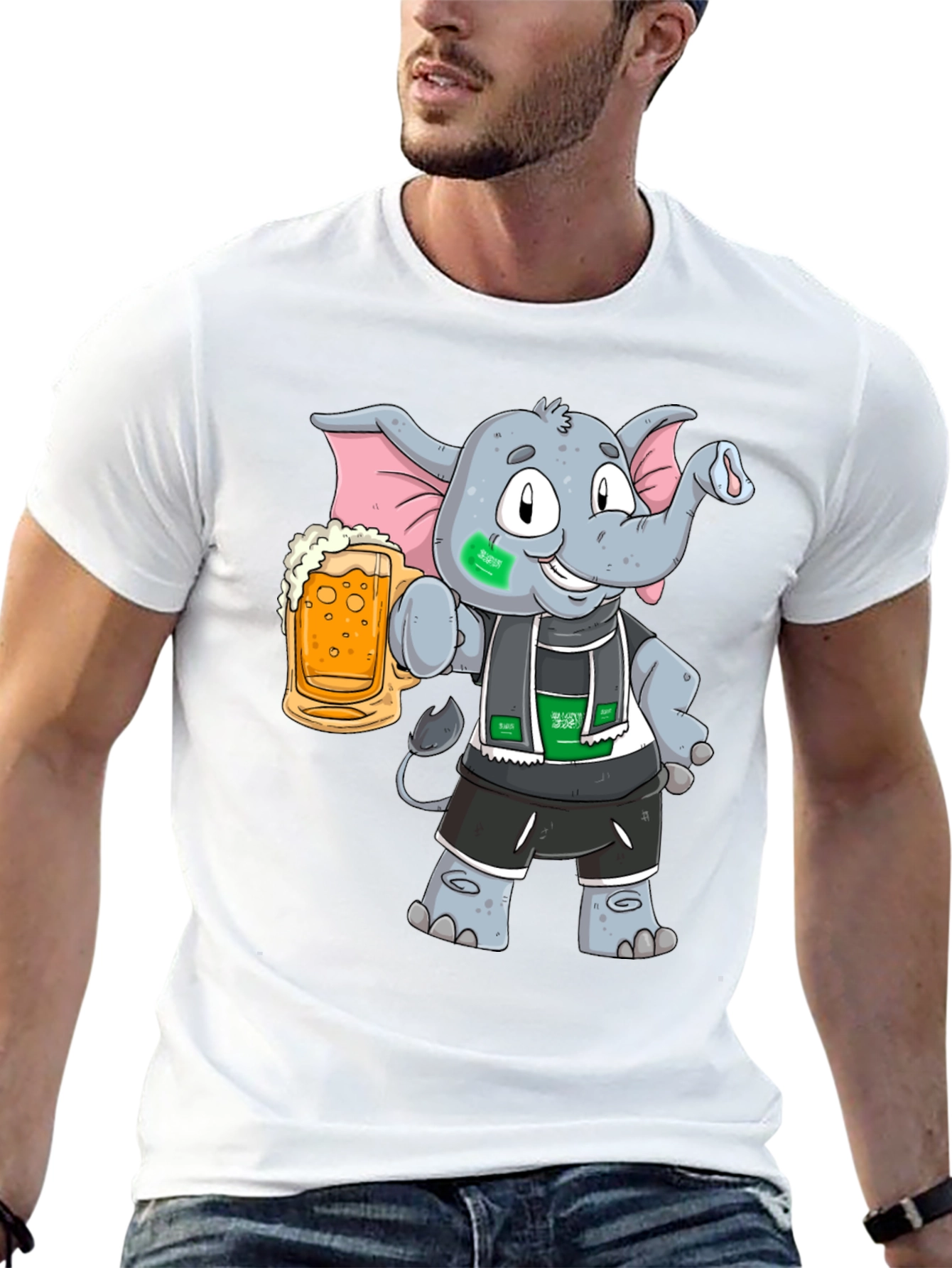Elephant Saudi Arabia Flag Beer T-Shirt