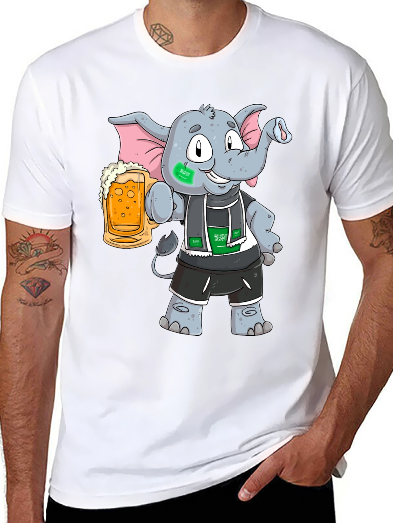 Elephant Saudi Arabia Flag Beer T-Shirt