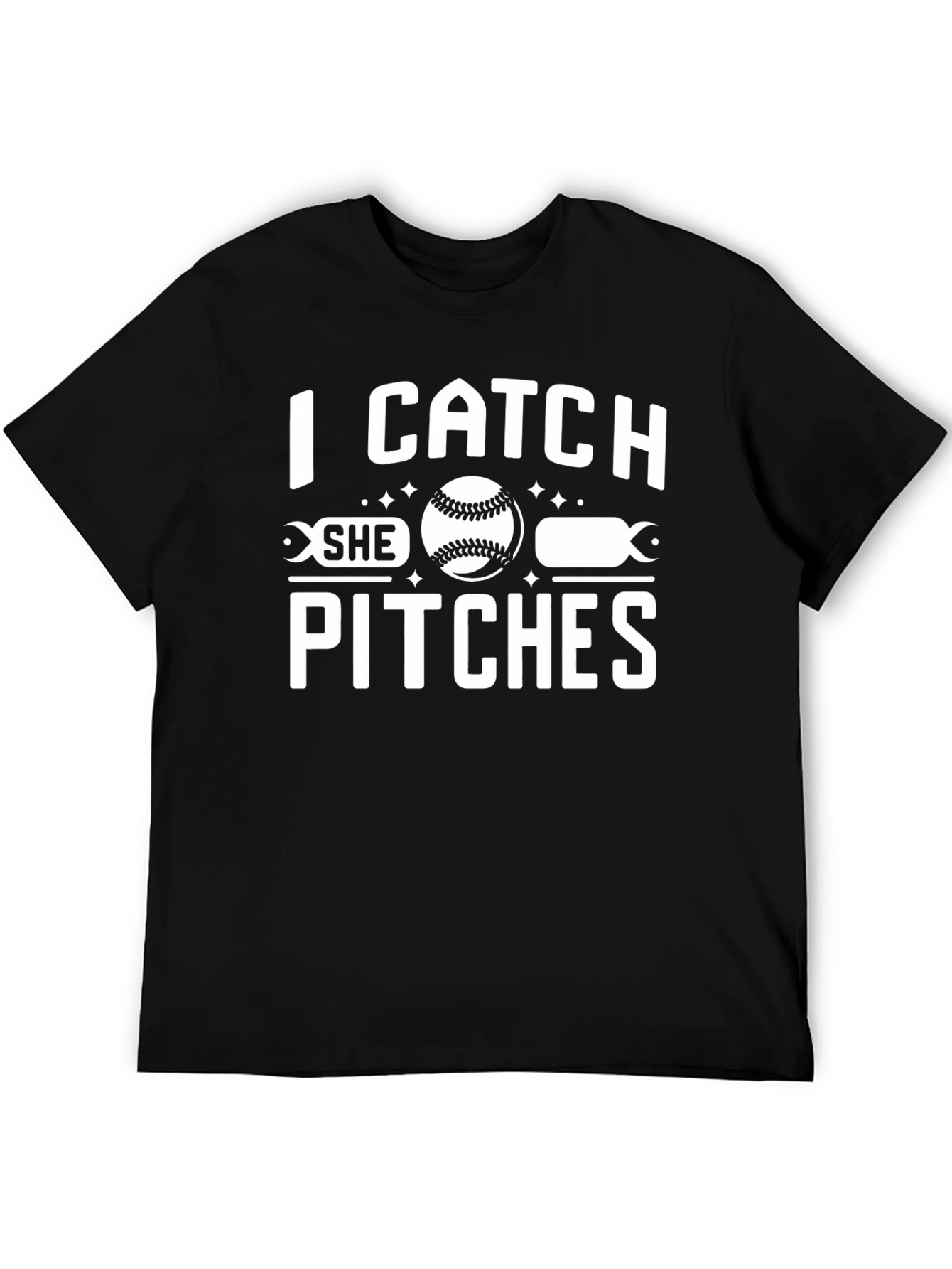 I Catch She Pitches Baseball Graphic T-Shirt