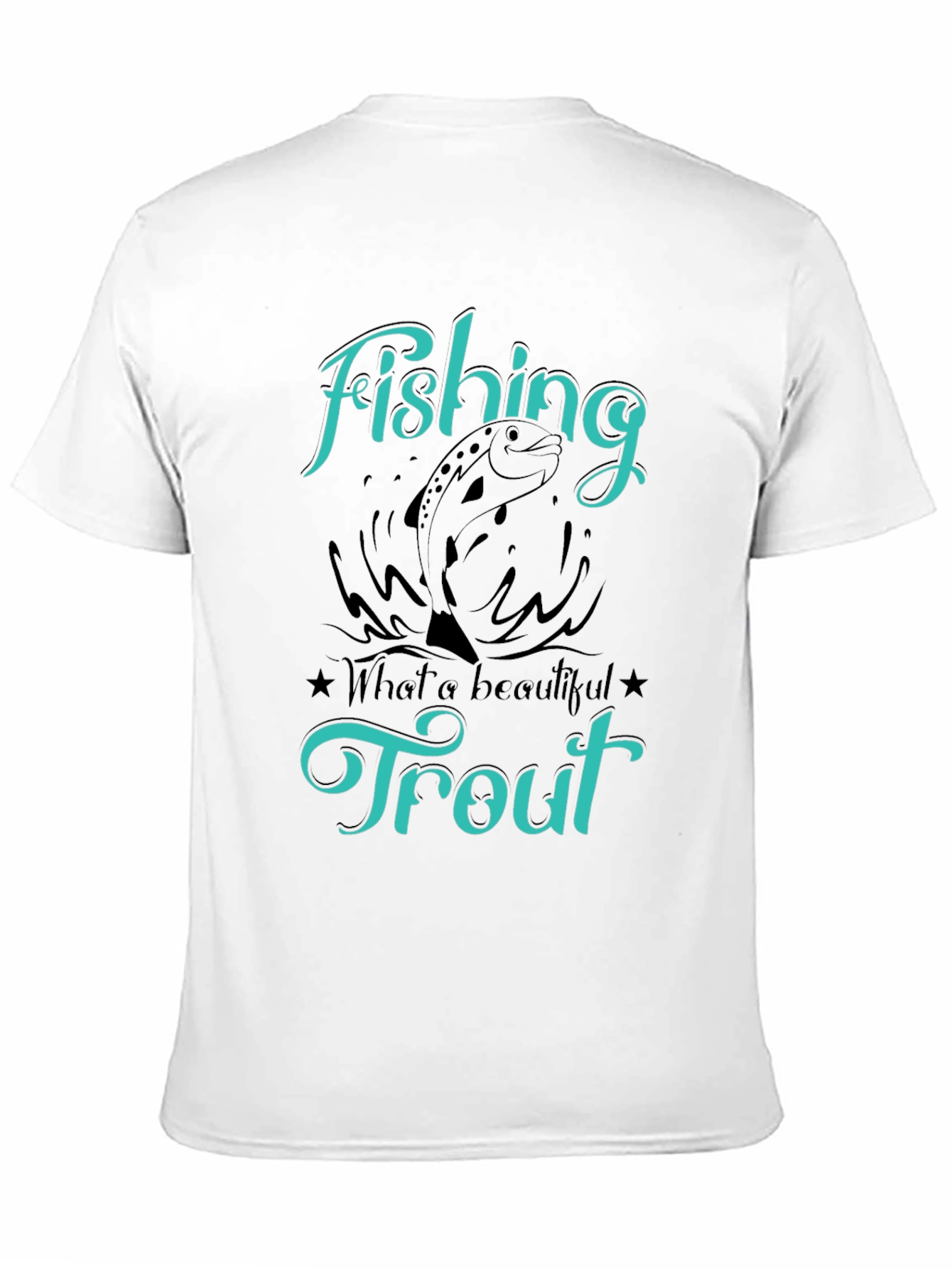 Fishing Trout T-Shirt Graphic Tee Mens Black Shirt