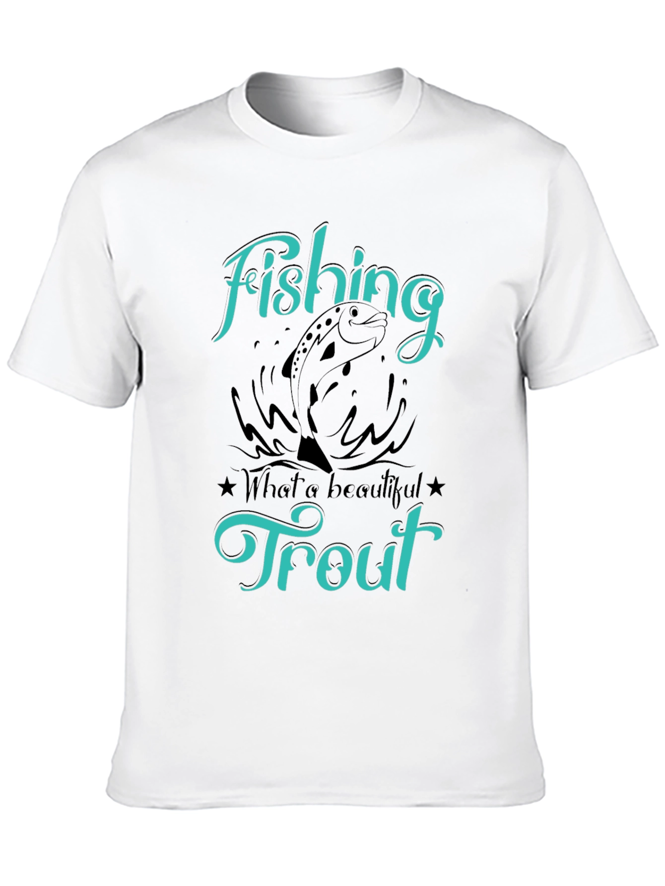 Fishing Trout T-Shirt Graphic Tee Mens Black Shirt