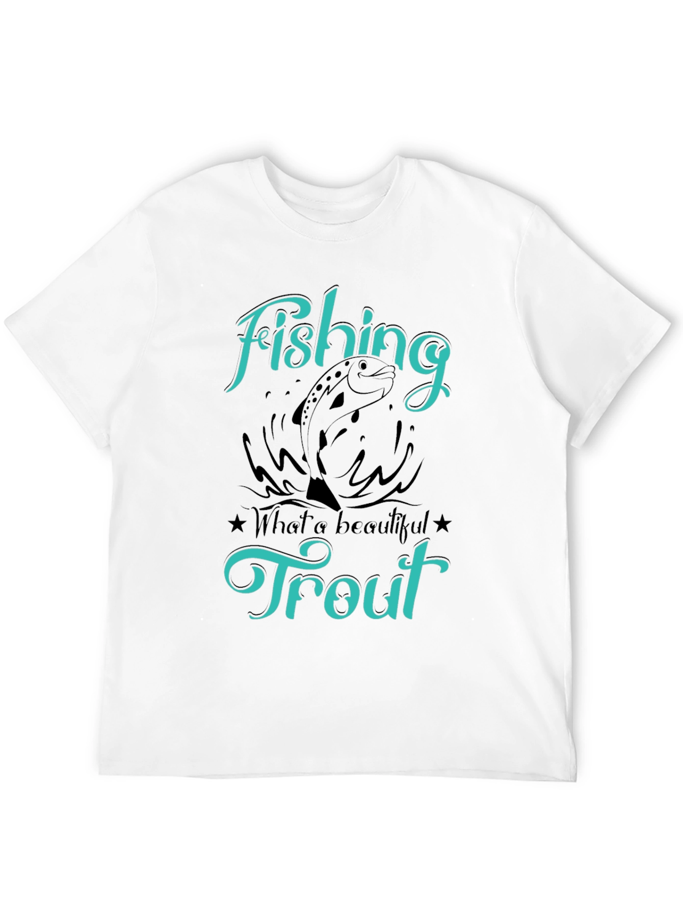 Fishing Trout T-Shirt Graphic Tee Mens Black Shirt