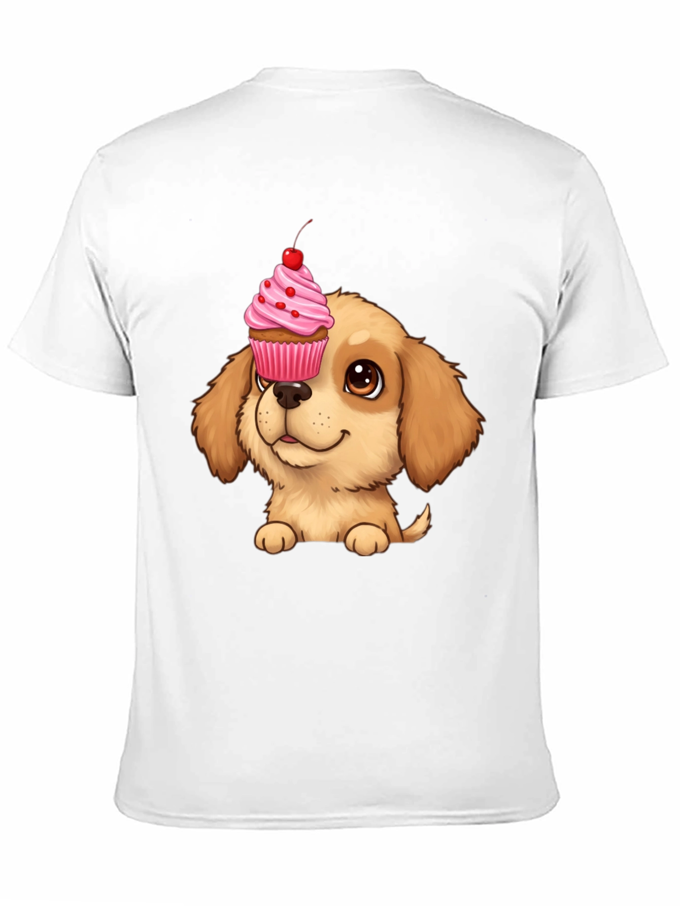 Cute Dog with Cupcake T-Shirt - Novelty Graphic Tee