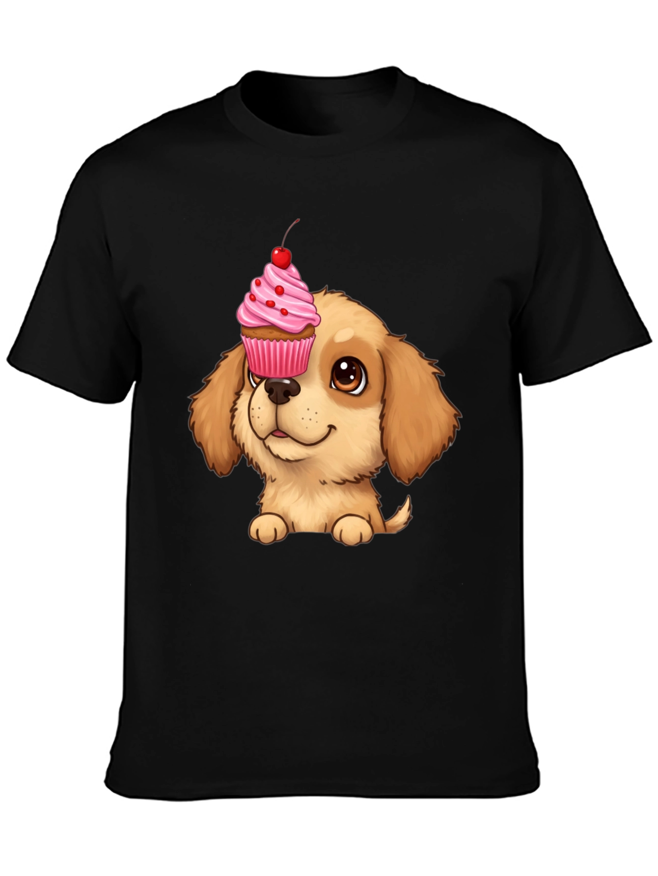 Cute Dog with Cupcake T-Shirt - Novelty Graphic Tee