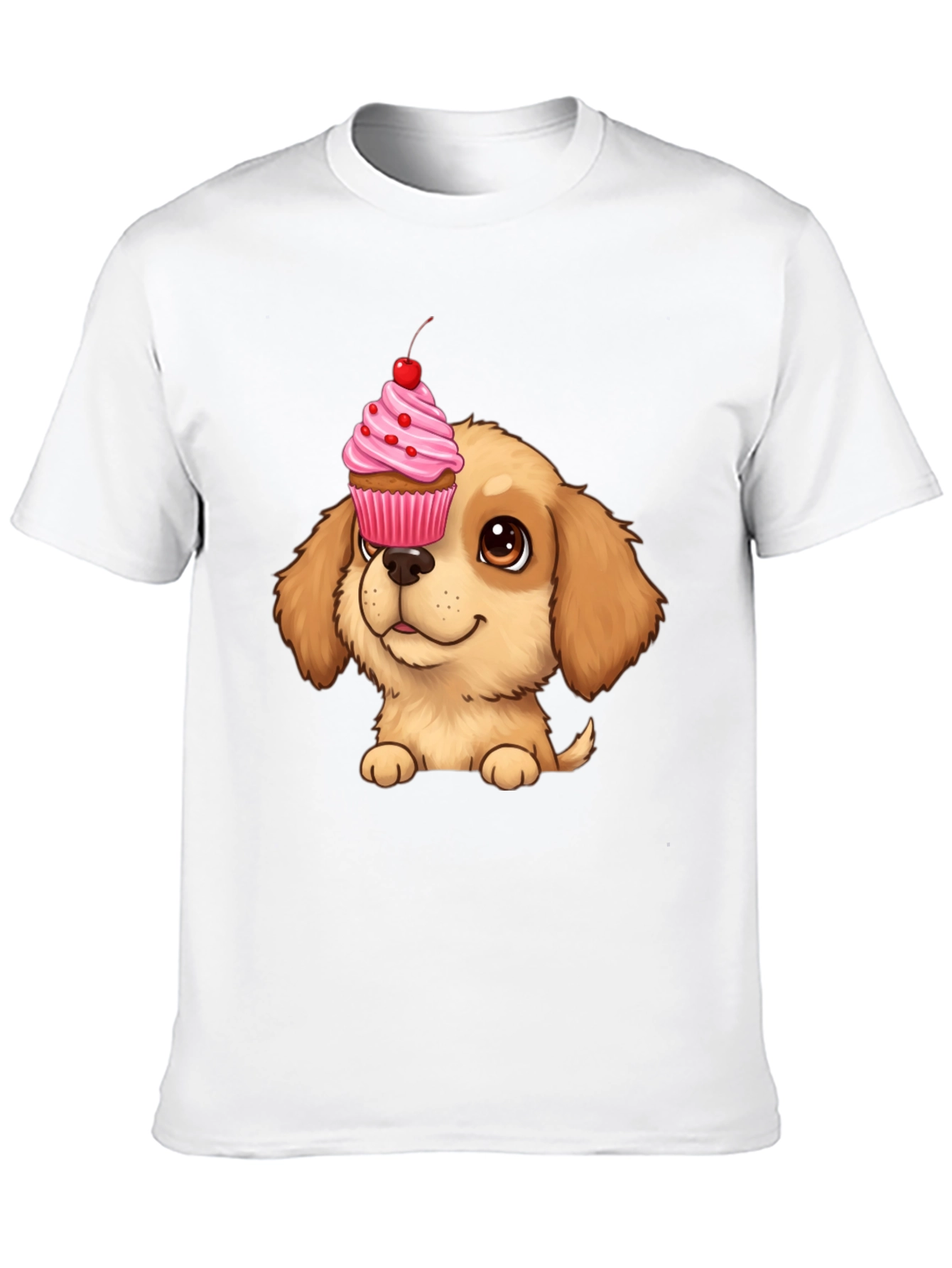 Cute Dog with Cupcake T-Shirt - Novelty Graphic Tee