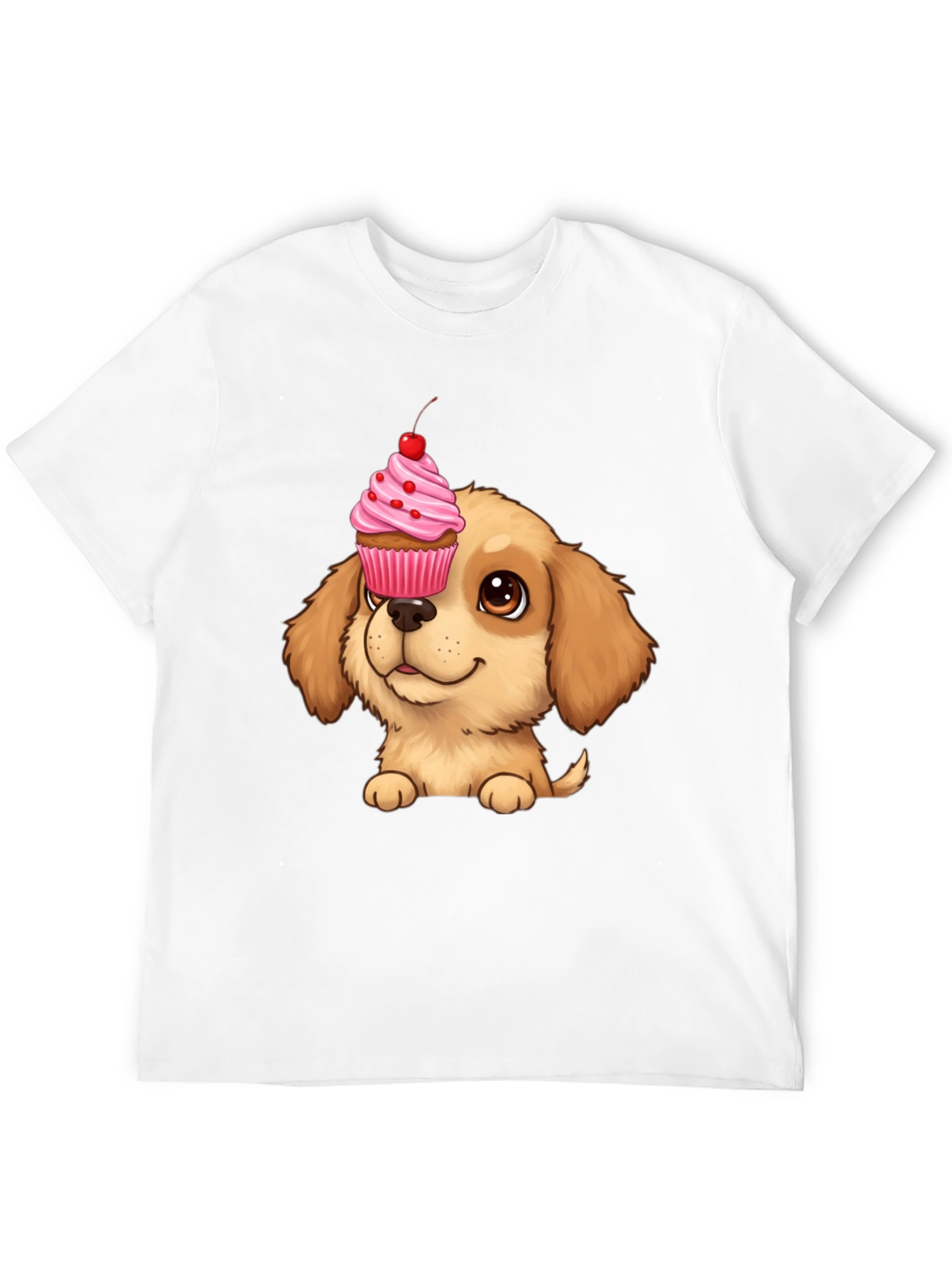 Cute Dog with Cupcake T-Shirt - Novelty Graphic Tee
